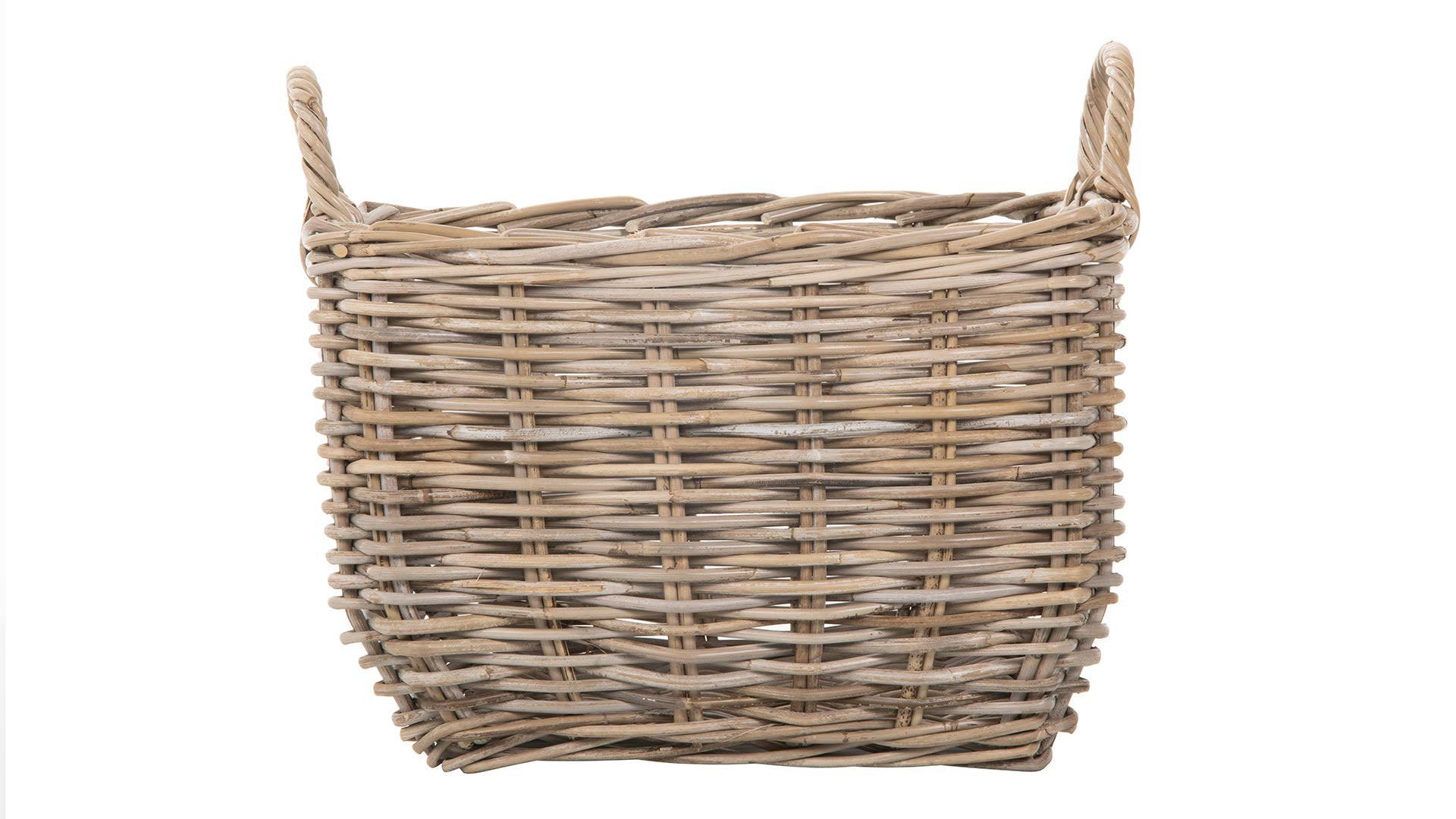 Kouboo Rectangular Wicker Basket - Handwoven Rattan Storage Basket with Handles | Large Decorative Home Organizer in Gray-Brown | Perfect for Living Room, Bedroom & Bathroom Organization