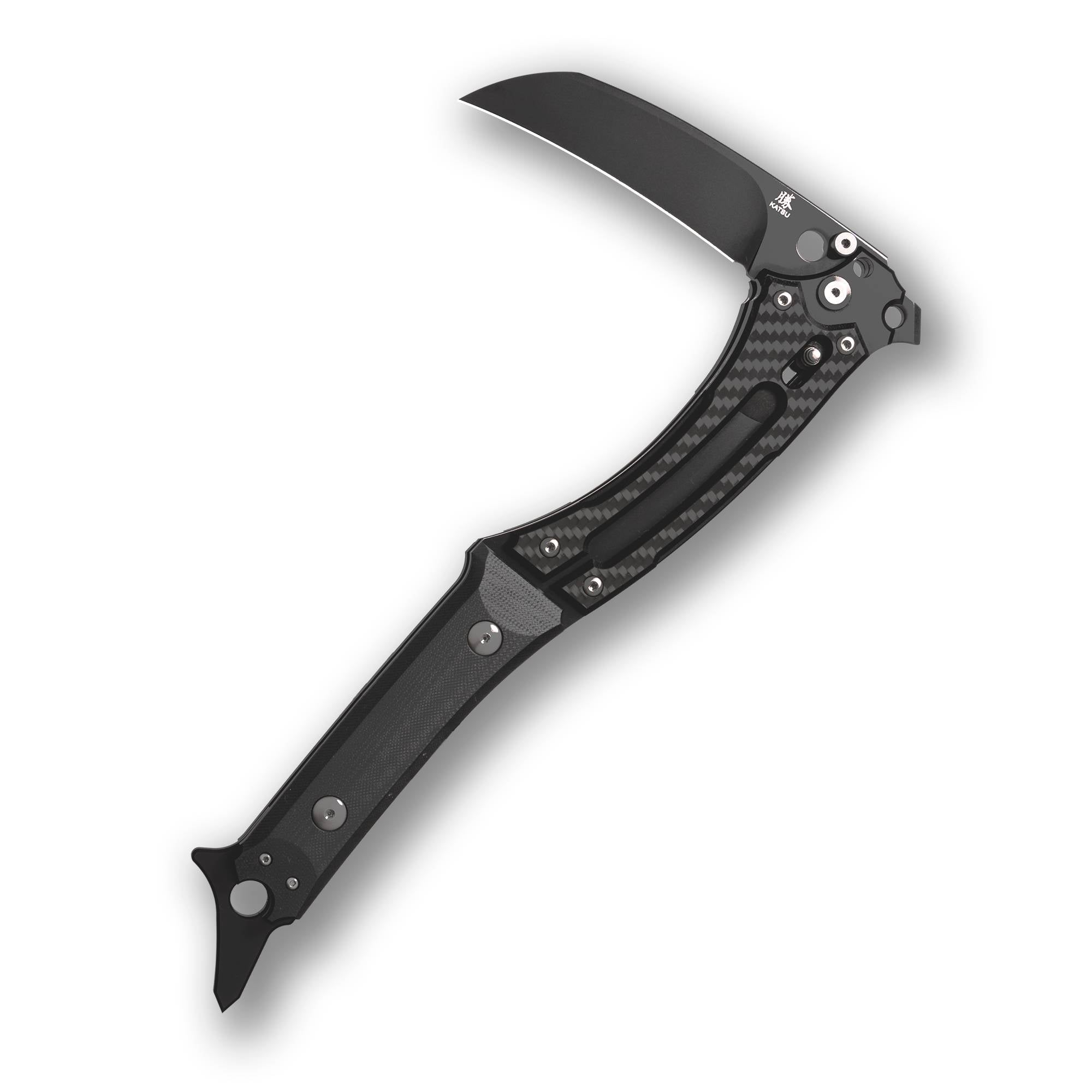 KATSU FS01 Titanium Alloy Folding Knife - Axis Lock Tactical Sickle with Sakura Blade Nemoto Design | Outdoor Survival, Camping & EDC Utility Tool