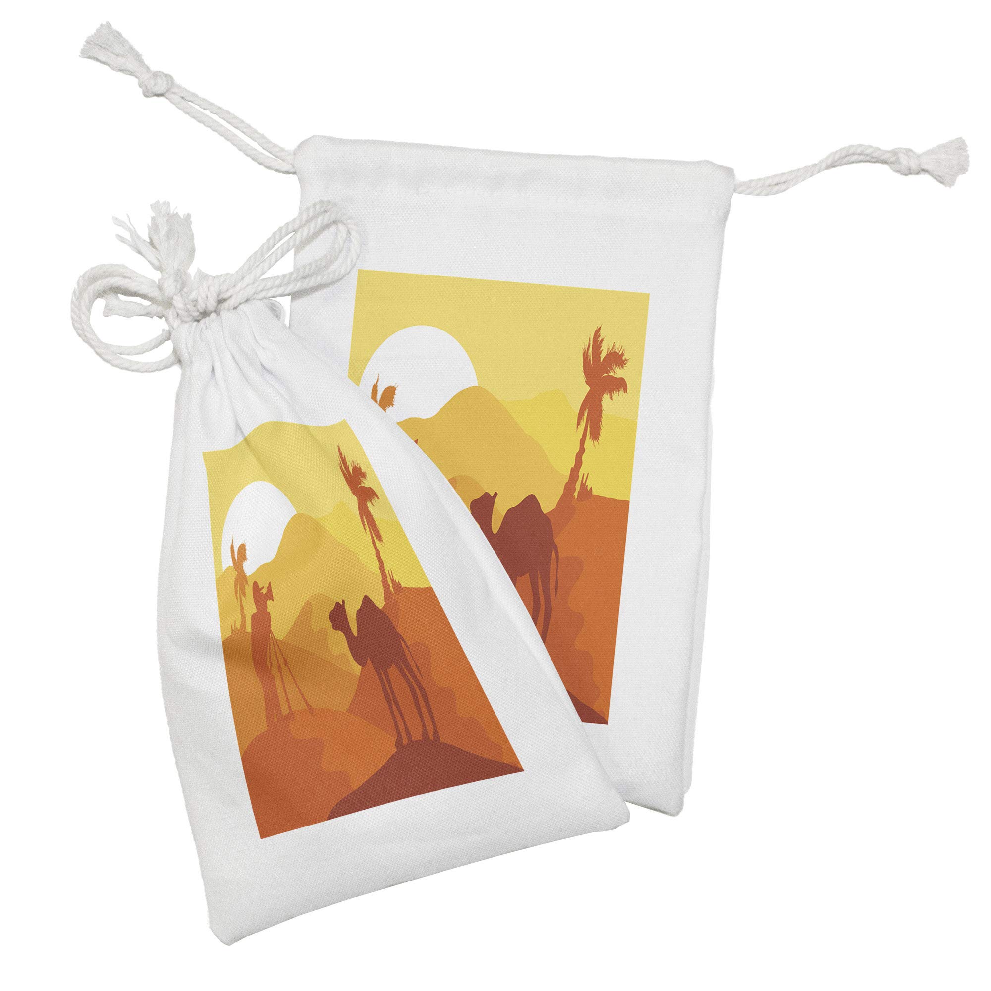 Ambesonne 2-Pack Travel Pouch Set - Desert Camel Savannah Ombre Drawstring Bags (9