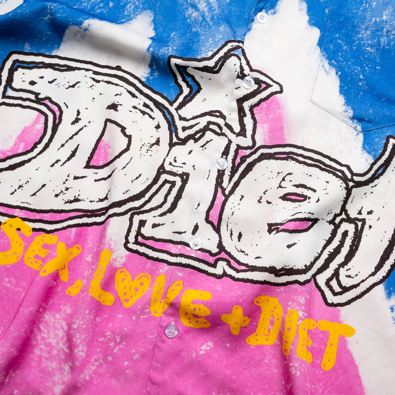 Diet Starts Monday Knievel Button Up Shirt for Men - Stylish Blue & Pink Casual Shirt - Perfect for Work, Parties & Everyday Wear