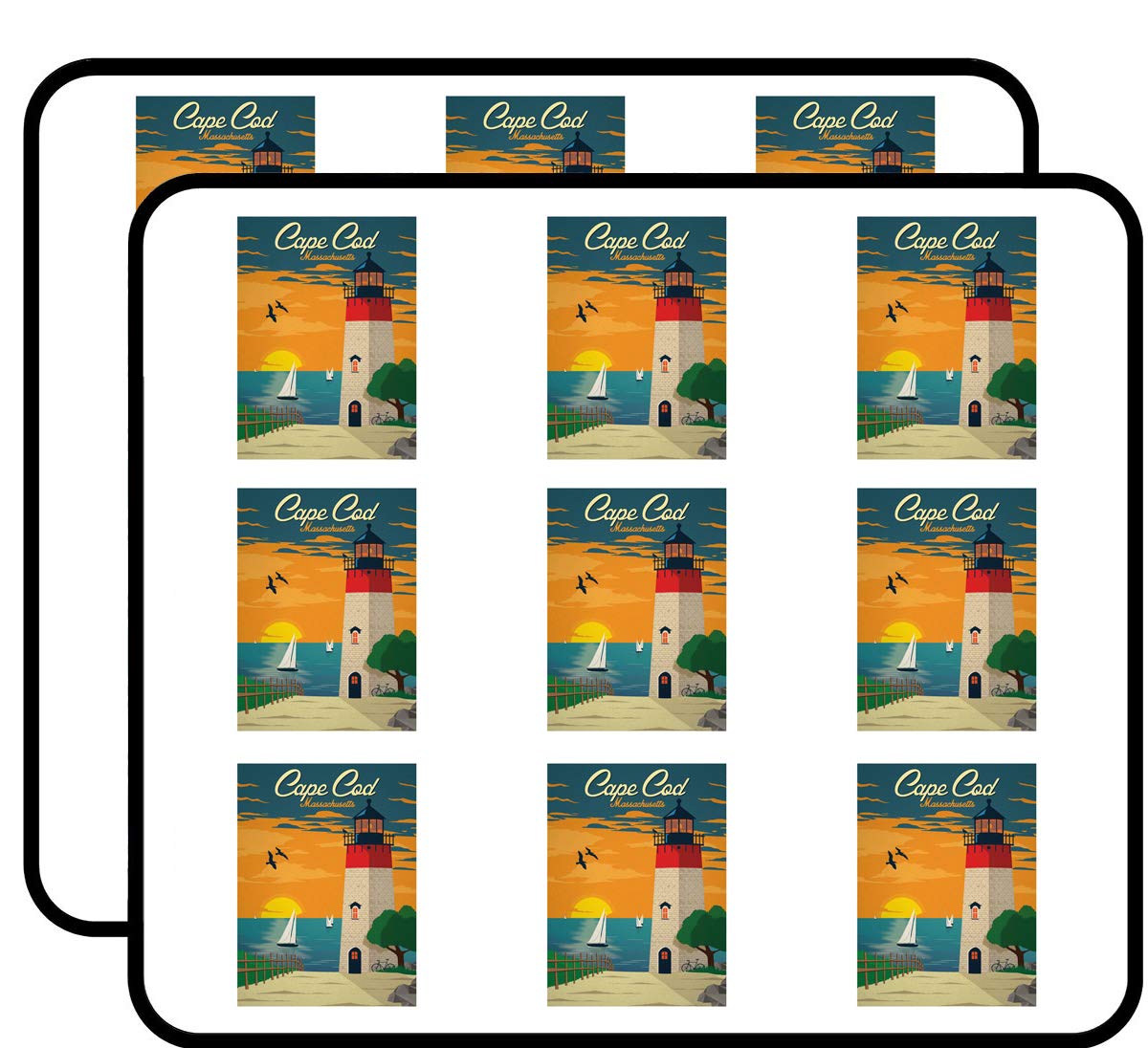 Vintage Cape Cod Massachusetts Travel Stickers - 18 Pack of 2