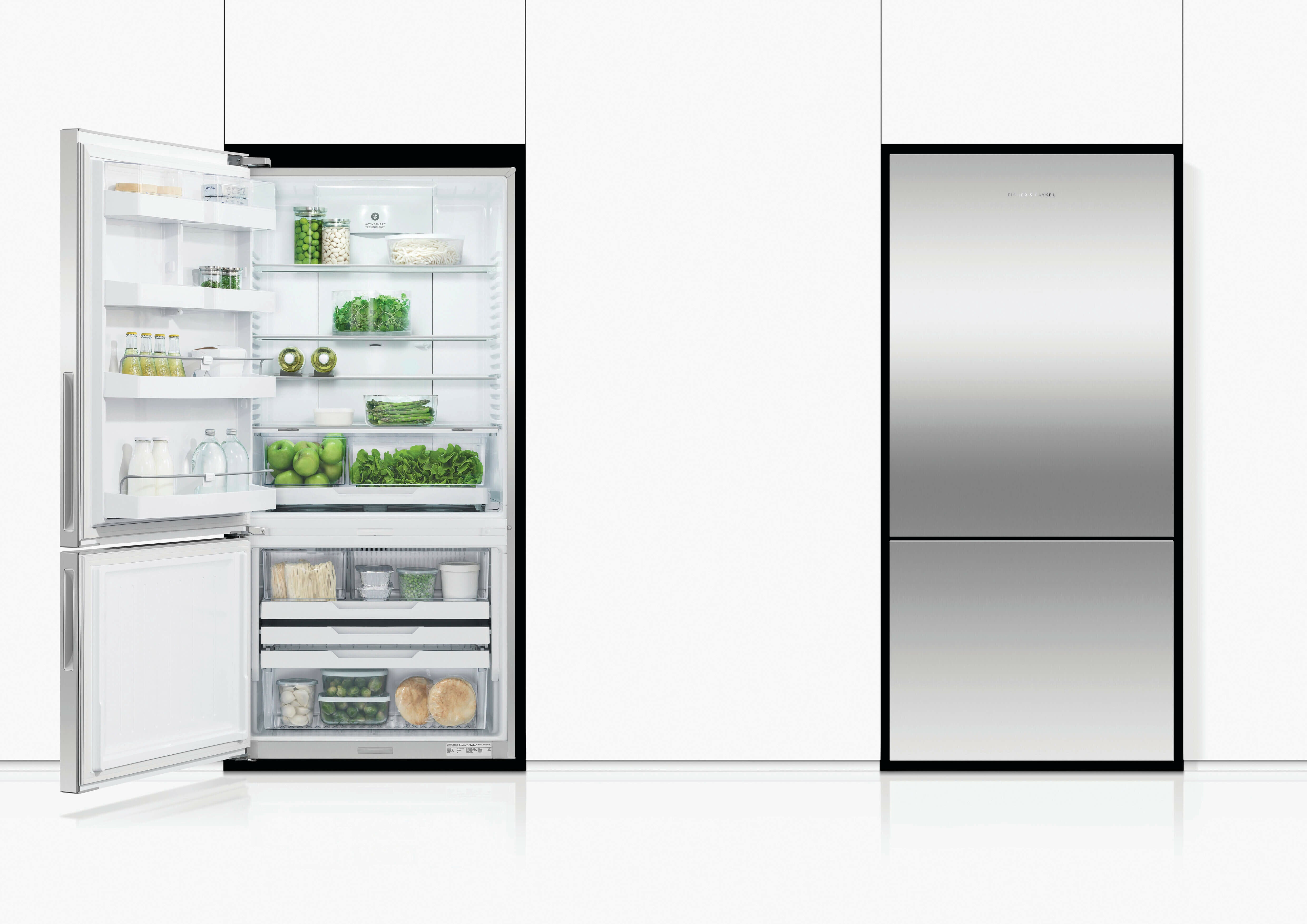 Fisher & Paykel Series 5 494L Bottom Mount Refrigerator - Stainless Steel Left Hinge RF522BLPX6 - Energy Efficient French Door Fridge for Modern Kitchen & Family Use