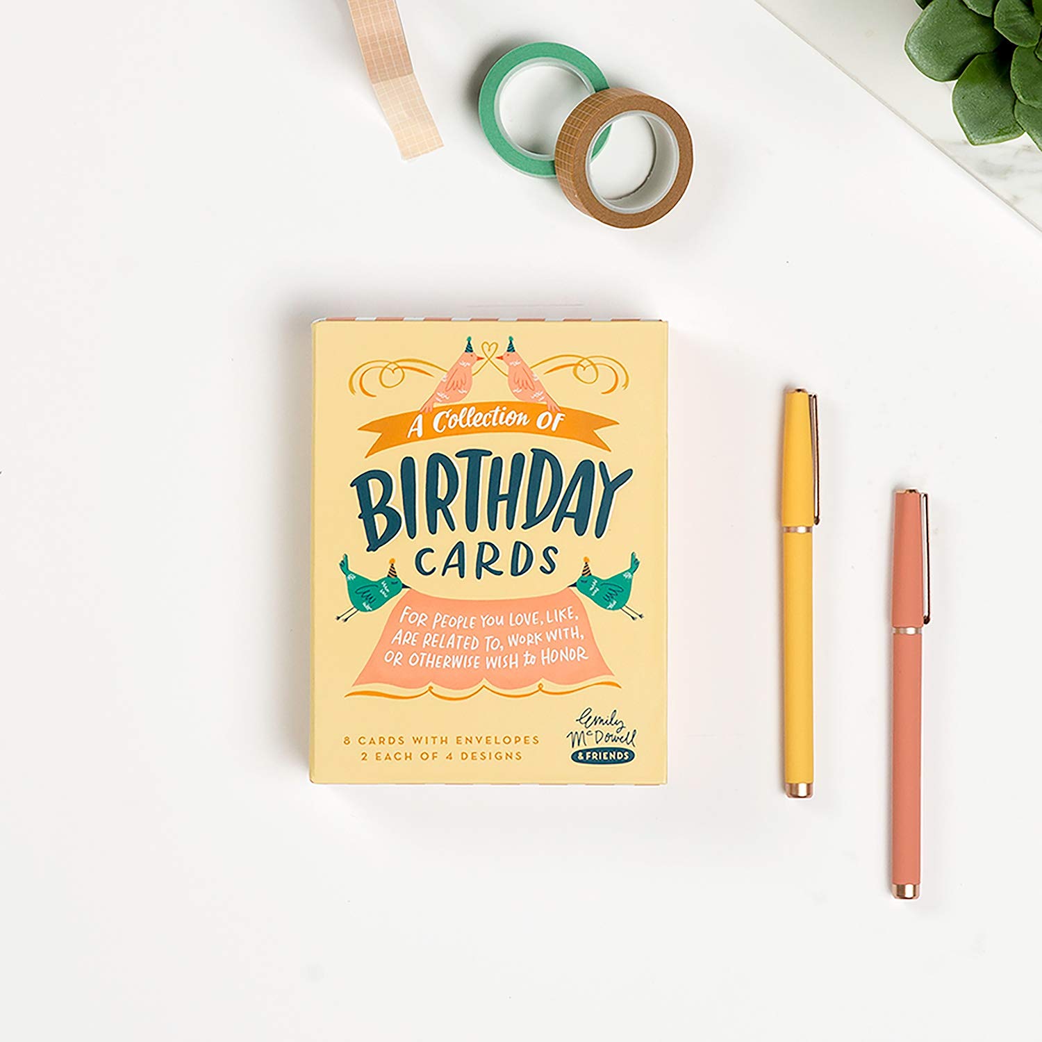 Em & Friends Happy Birthday Greeting Cards Set - 8 Blank Inside Illustrated Cards (4 Assorted Designs, 2 Each) for Birthday Wishes & Celebrations | Perfect for Parties, Gifts & Special Occasions