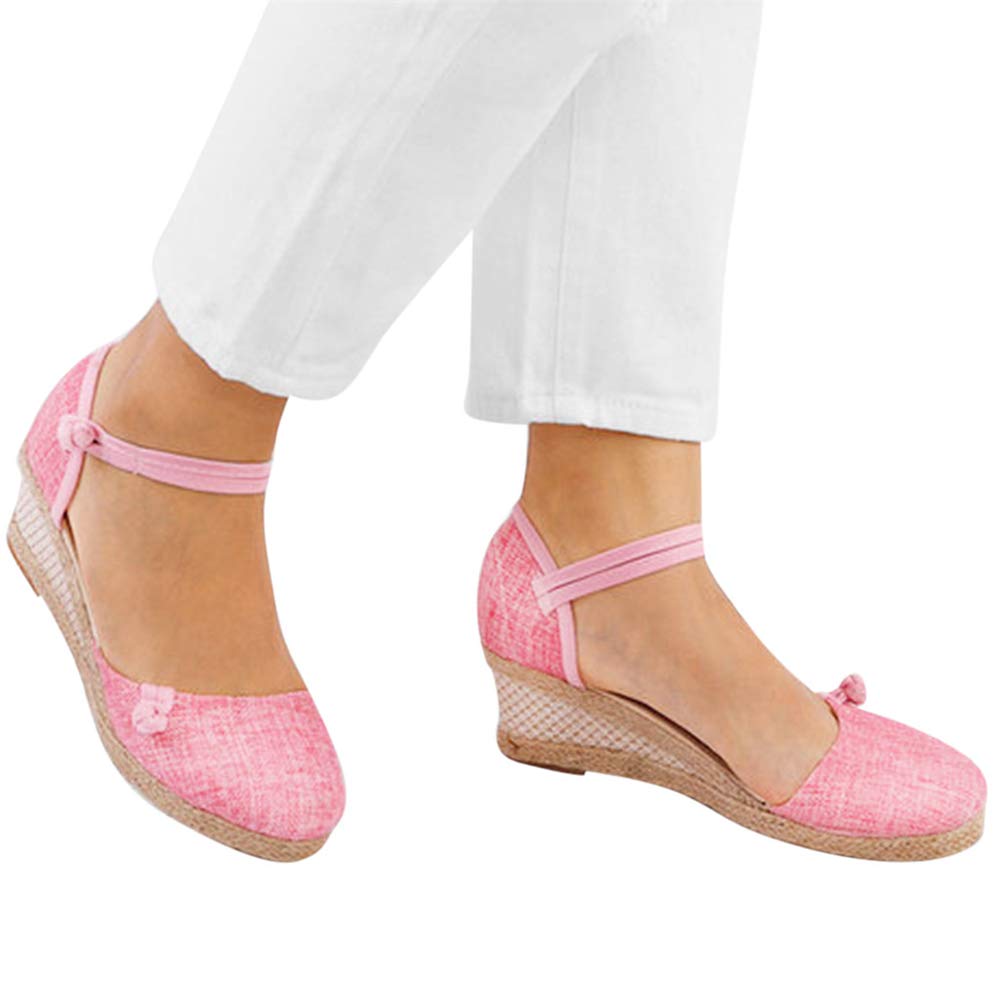 Aniywn Women's Closed Toe Retro Wedge Sandals with Buckle Strap - Comfortable Casual Espadrilles for Ladies | Perfect for Summer Outings, Beach Walks & Date Nights