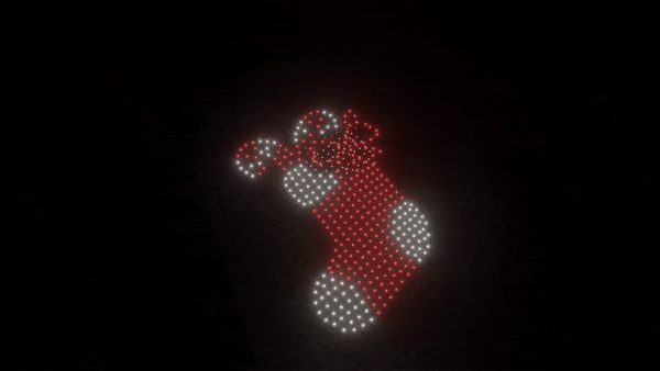 400 Drones for Christmas Stocking Animation - Perfect for Holiday Light Shows, Events, and Drone Displays