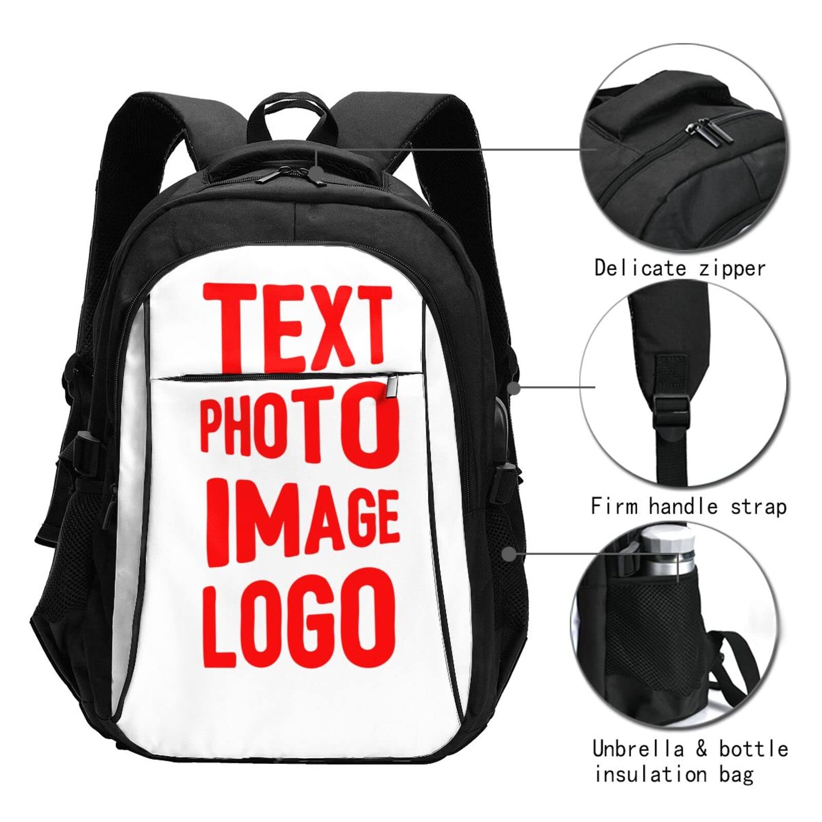 Custom Laptop Backpack for Men & Women - Personalized Text & Picture Travel Backpack - Durable & Stylish for Work, School & Business Trips