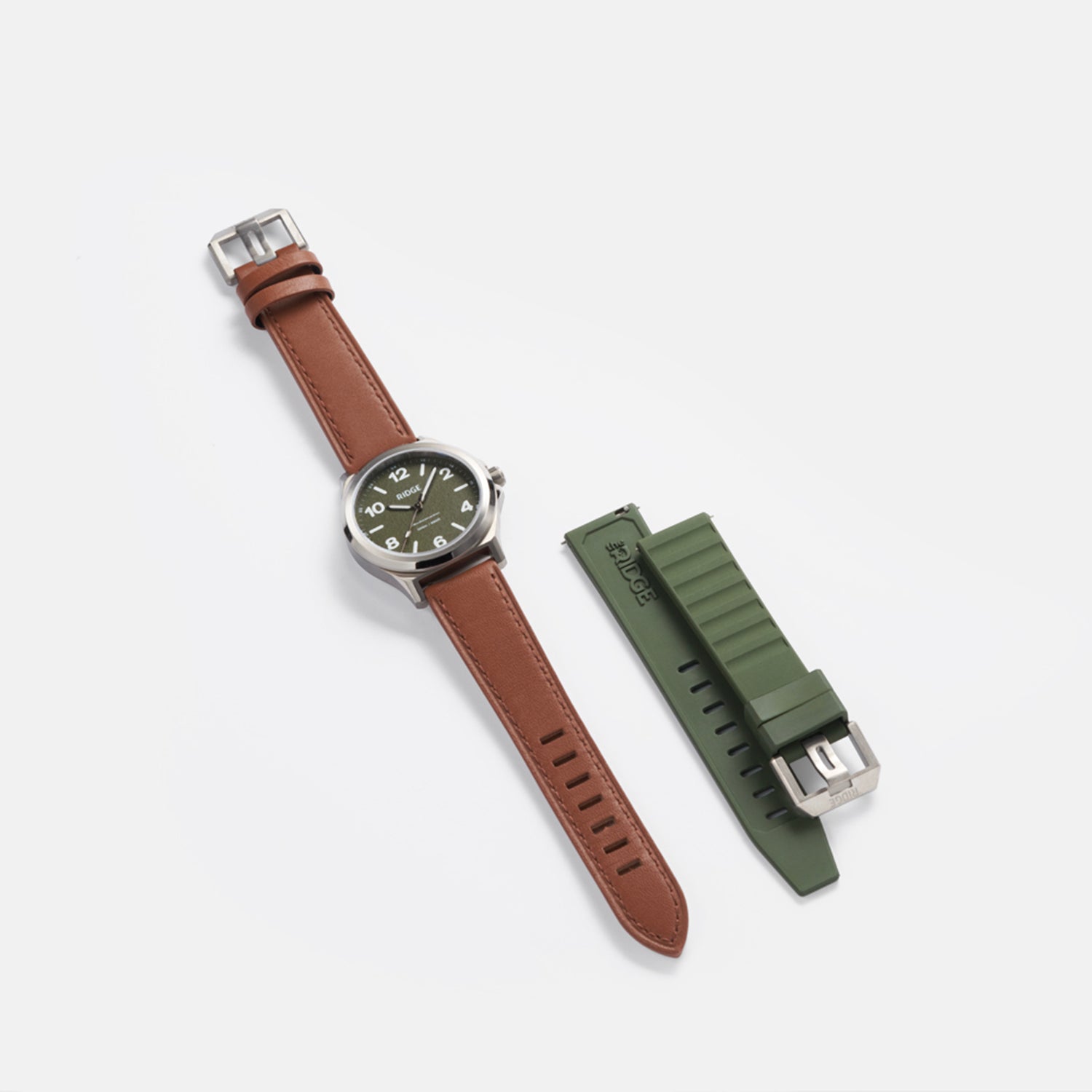 Ridge Titanium Field Watch 40mm - Matte Olive Durable Military Style Watch for Men | Outdoor Adventure, Hiking & Everyday Wear