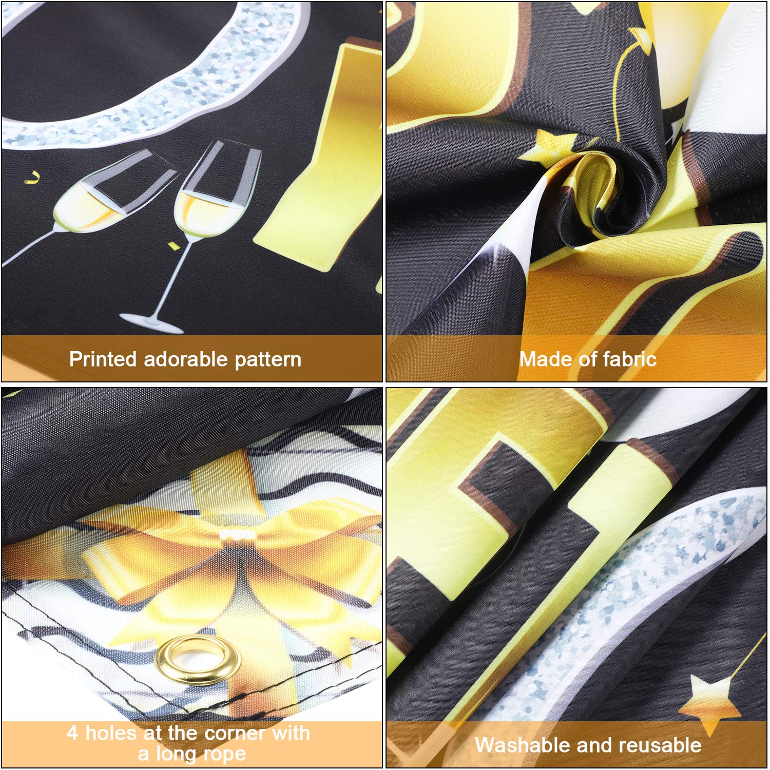 Gold Glitter Happy Birthday Banner - Party Decoration Supplies for Anniversary Celebration Backdrop | Perfect for Birthday Parties, Baby Showers & Special Events