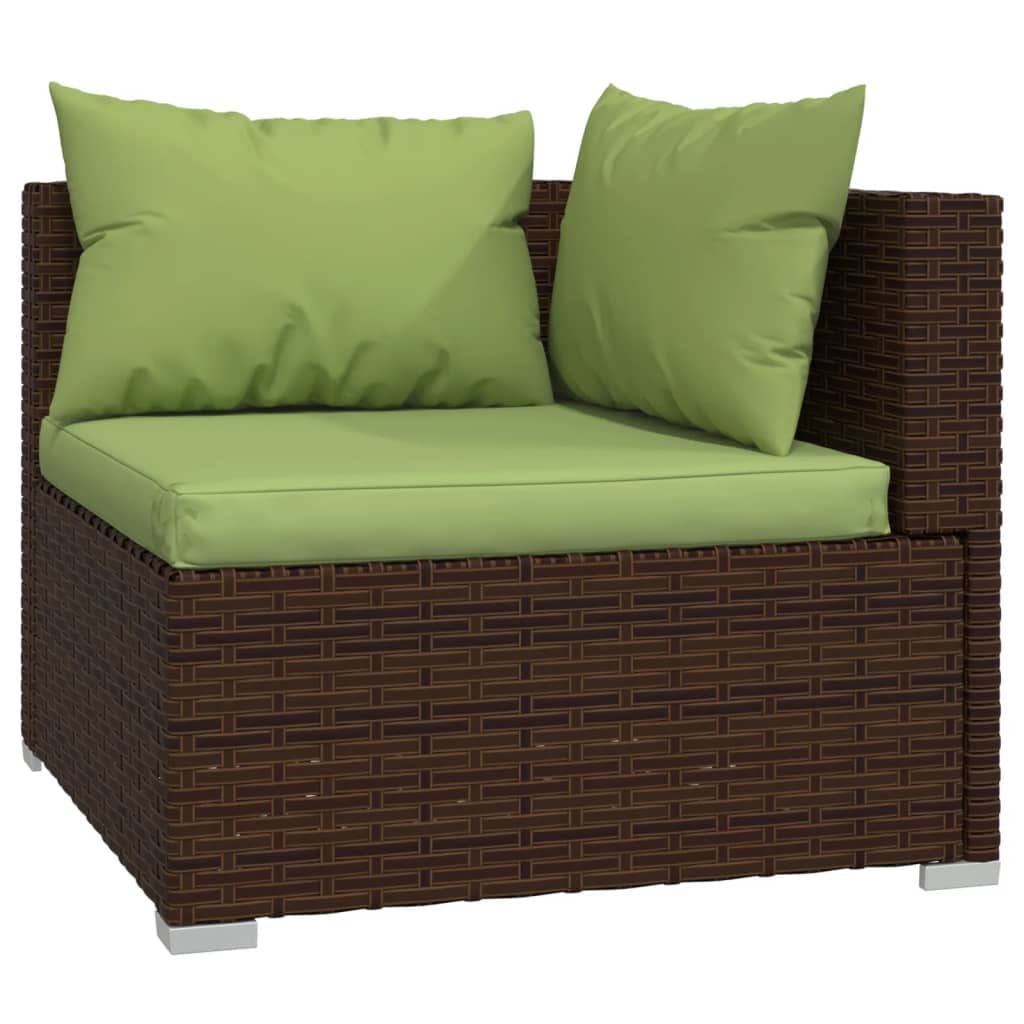 9-Piece Brown Poly Rattan Patio Lounge Set with Cushions - Durable Weather-Resistant Modular Outdoor Furniture, Lightweight & Easy to Move - Perfect for Poolside, Garden, Deck or Backyard Relaxation