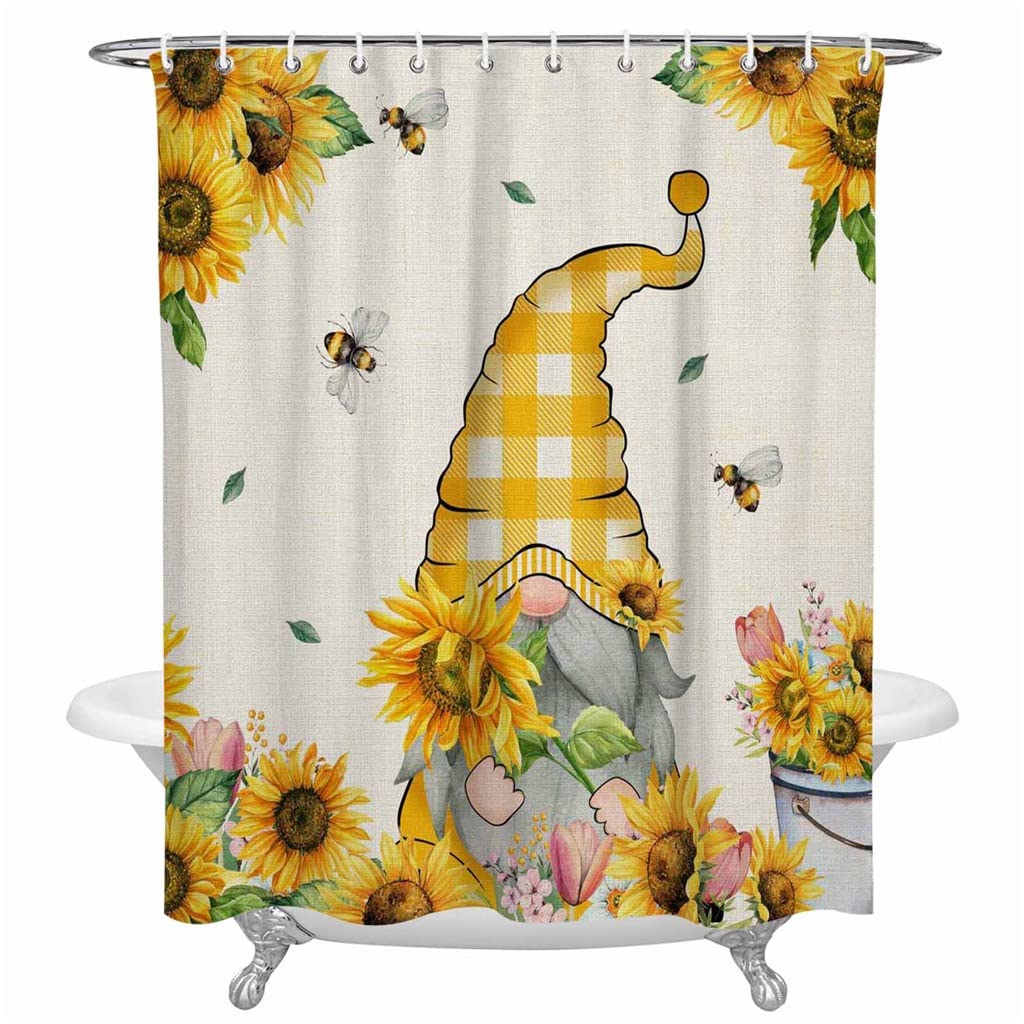 Vintage Country Sunflower Shower Curtain - Waterproof Polyester Fabric Bathroom Decor (36x72 Inches) - Perfect for Farmhouse, Cottage & Boho Bathroom Styles