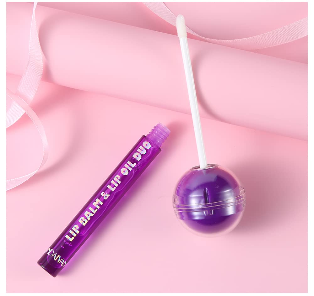 AKARY Lip Gloss & Lip Balm Combo Set - Lollipop Chameleon Lip Gloss, Hydrating Chapstick & Lip Oil Duo - Moisturizing Jelly Lip Glaze with Shine for Women & Girls (Orange) - Perfect for Daily Wear, Parties & Gift Giving