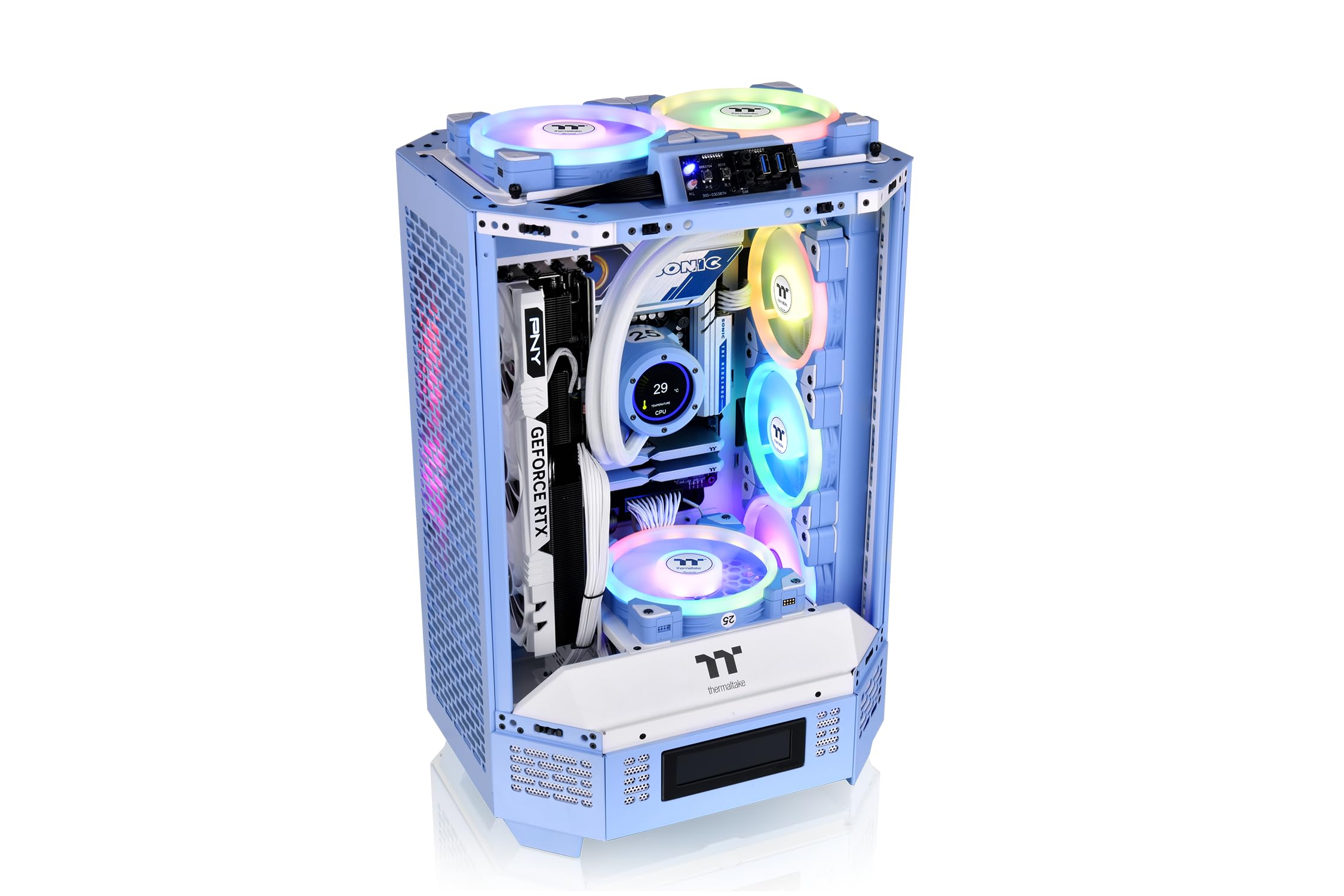 Thermaltake Tower 300 Hydrangea Blue Micro-ATX PC Case with 2x140mm Pre-Installed Fans - Compact Gaming Computer Tower for Home & Office - 2 Year Warranty