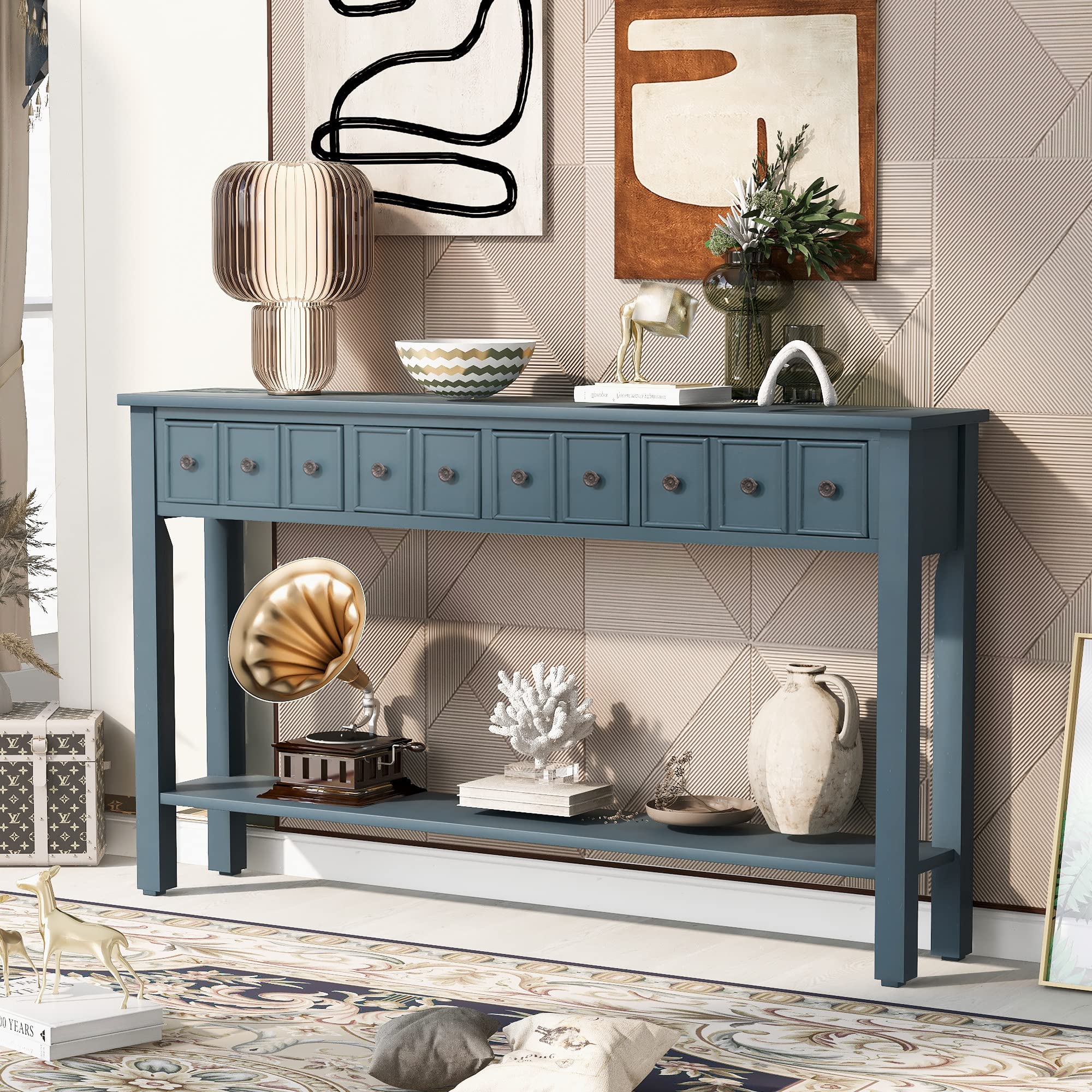 Merax Sofa Table - Long Console Table with Drawers & Shelf, Entryway Hall Table for Living Room, Easy Assembly (Perfect for Small Spaces & Home Decor)