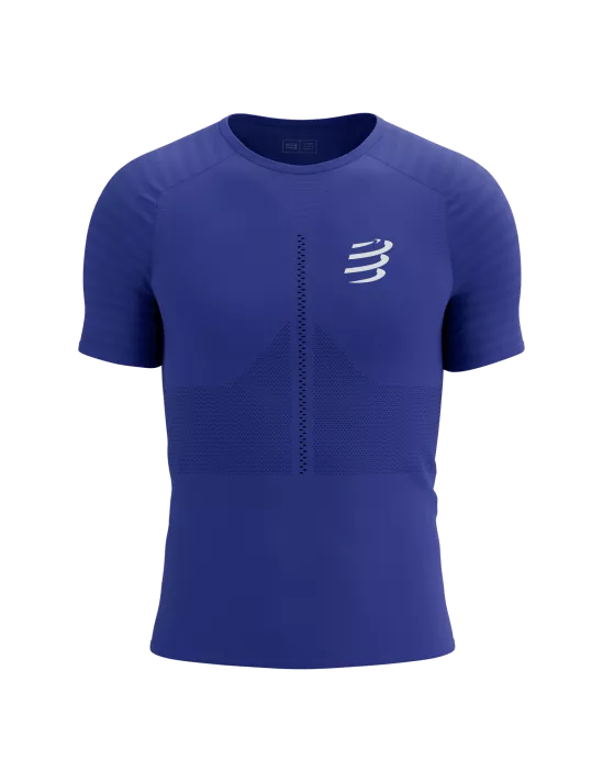 Compressport Men's Racing Short Sleeve T-Shirt - Dazzling Blue | Performance Running Shirt for Marathon & Triathlon Training