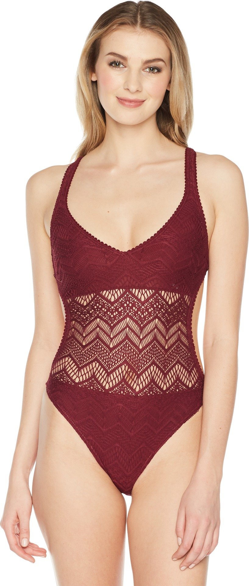 Vince Camuto Women's Lace Detail One Piece Swimsuit - Sexy Bathing Suit for Beach, Pool & Summer Vacations