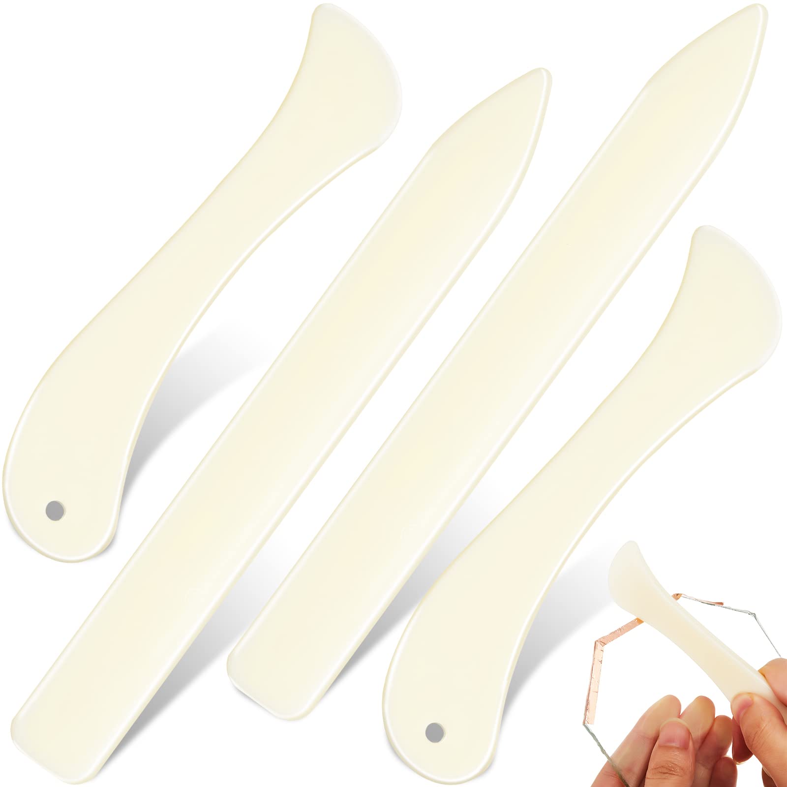 4-Piece Stained Glass Tools Set - Plastic Burnisher, FID, Flat Foil Holder for DIY Stained Glass Art Projects - Perfect for Glass Foiling, Lead Came Work & Crafting Supplies
