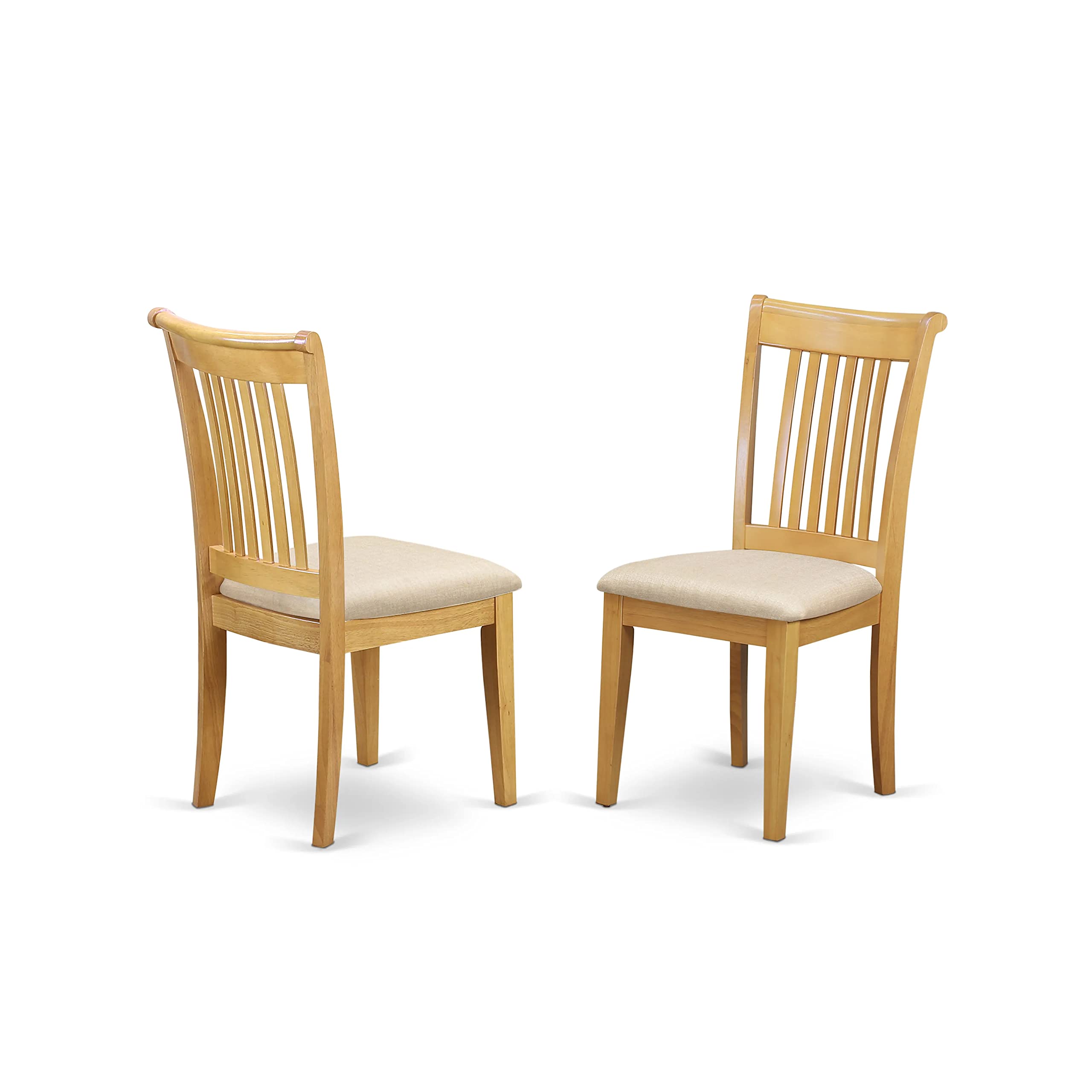 East West Furniture 5-Piece Oak Kitchen Table & Chairs Set with Drop Leaf - Round Dining Table & 4 Linen Fabric Chairs, 42x42 Inch - Perfect for Small Spaces, Breakfast Nooks & Cozy Dining Rooms
