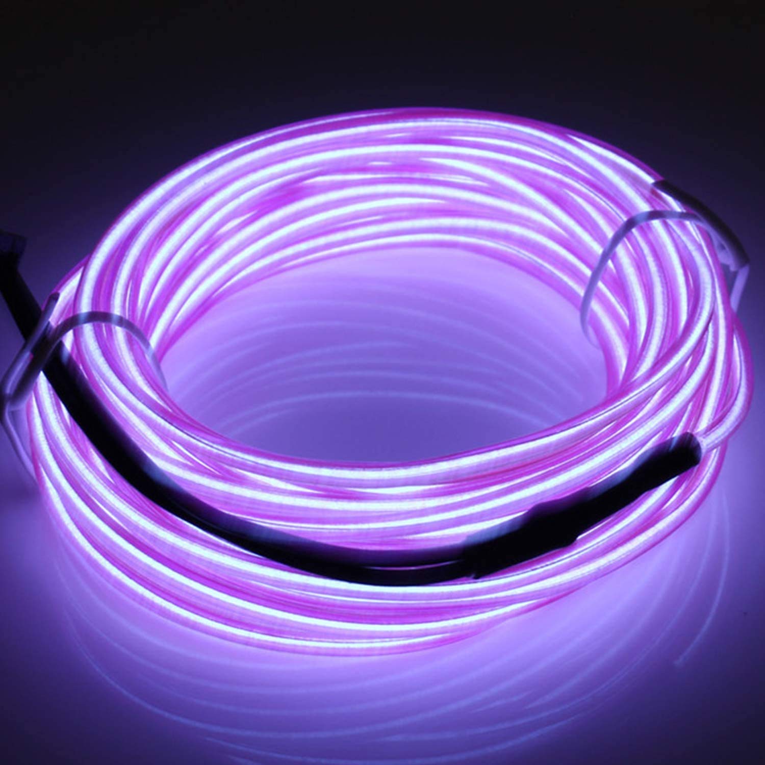 JIGUOOR 9.8ft EL Wire Battery Pack - Bright Neon Light Strip with 360° Illumination for DIY, Party, Halloween & Christmas Decorations (3m Purple) - Perfect for Nightclubs, Rave Parties, Bedroom Glow & Outdoor Events