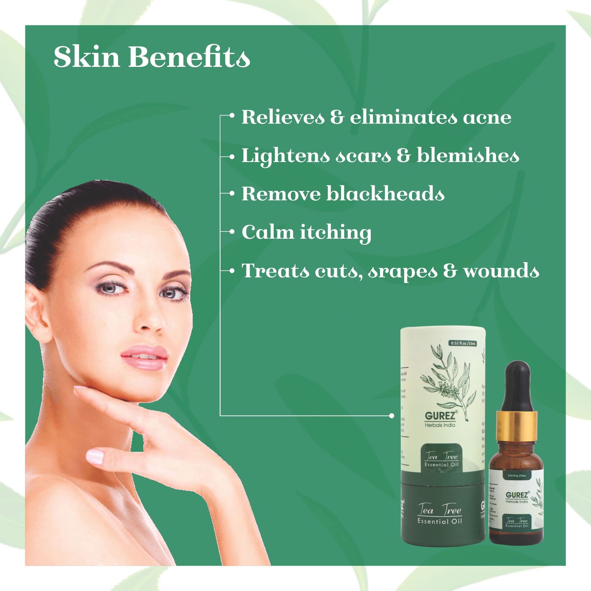 Gurez 100% Pure Rosemary & Tea Tree Essential Oils Set - 30ml Each, Natural Undiluted Therapeutic Grade for Skin Care, Hair Growth, Face Treatment & Acne Relief | Perfect for Aromatherapy, DIY Beauty Products & Home Spa