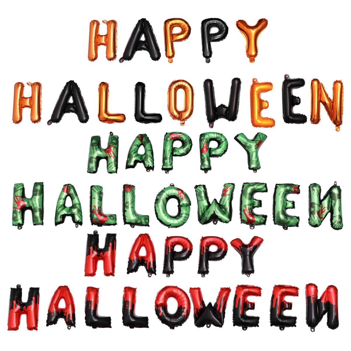 NUOBESTY Halloween Balloons Party Decorations Set - 3 Pack Happy Halloween Foil Letter Balloons, Banners & Haunted House Props for Spooky Party Decor | Perfect for Indoor/Outdoor Halloween Decorations, Trick or Treat Displays & Themed Photo Backdrops
