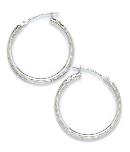 14K White Gold 22mm Round Hoop Earrings for Women - Elegant Everyday Jewelry Gift for Birthday, Anniversary & Special Occasions