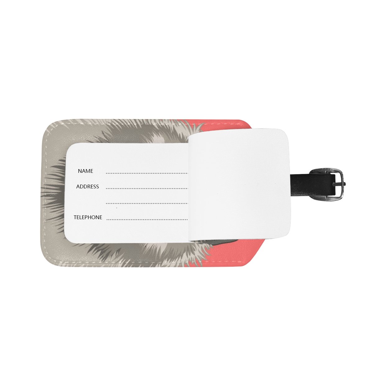 Keeshond Dog PU Leather Luggage Tag - Personalized Pet ID Tag for Travel Suitcases & Bags - Durable 1-Piece Baggage Identifier for Airlines, Backpacks, and Vacation Trips