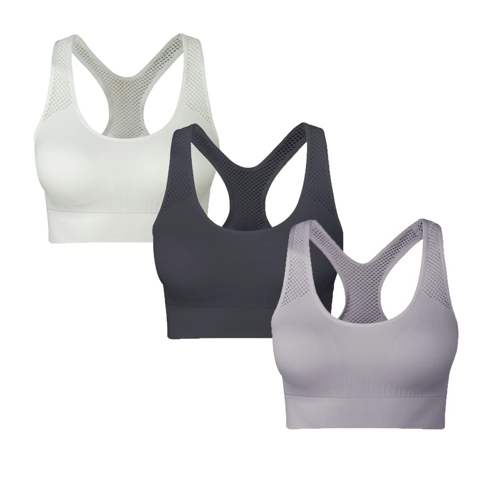 SEGRILA Women's High Support Sports Bra - Padded Racerback Workout Top with Breathable Mesh Straps for Yoga, Running, Gym & Fitness Training