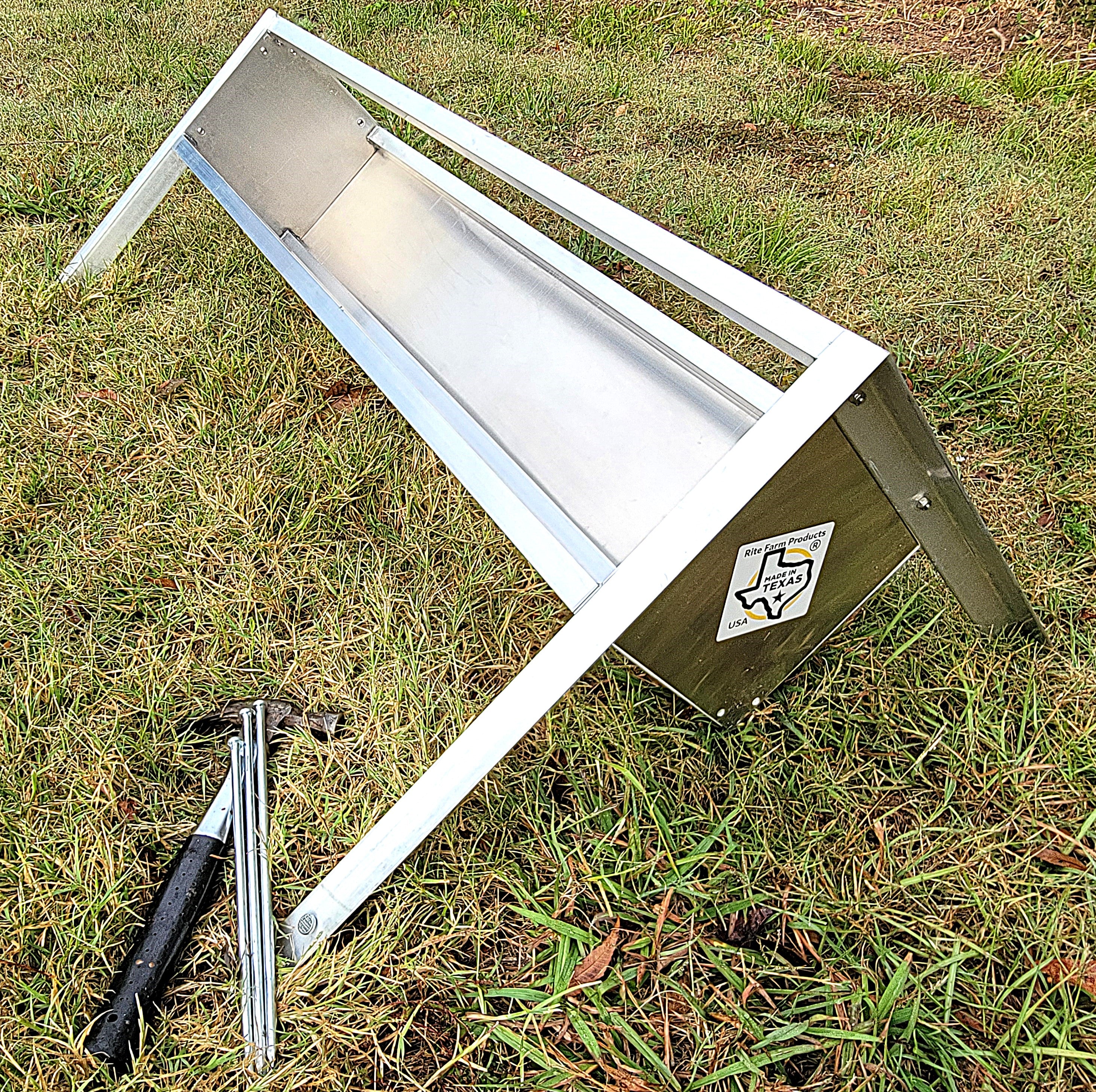 48 Inch 4 Ft Heavy Duty Welded Aluminum Sheep & Goat V Trough Feeder with Ground Anchors - Durable USA Made Livestock Feeder for Pasture, Farm & Ranch Use