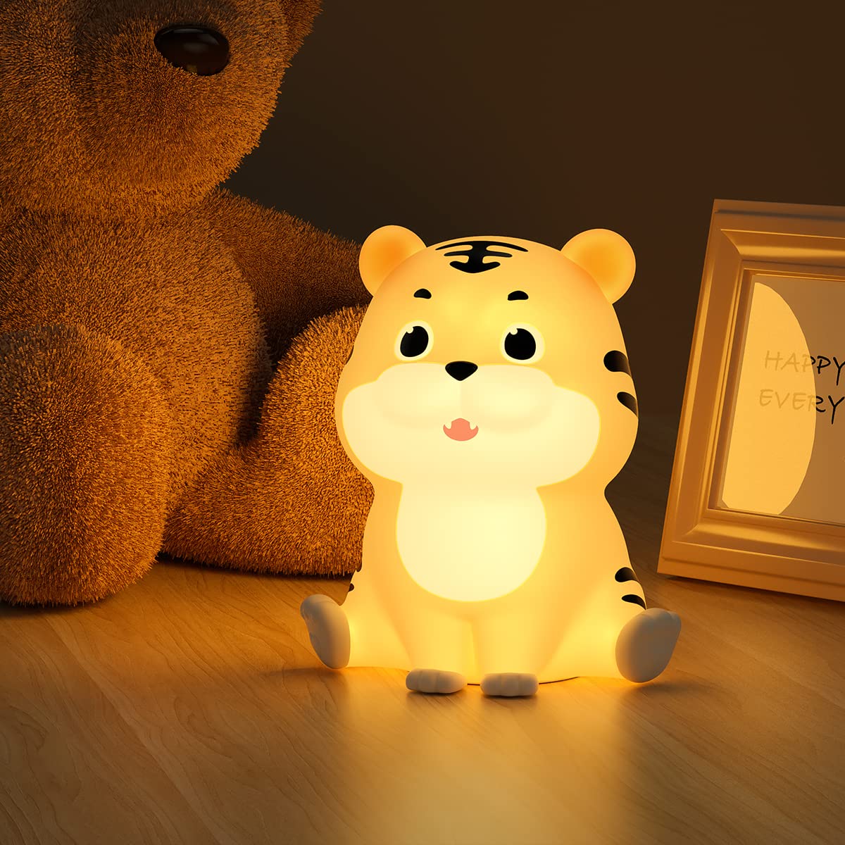 LEDHOLYT Cute Tiger Silicone Night Light for Kids - Soft Nursery Lamp for Baby & Toddler, Animal-Themed Night Light for Boys & Girls, Squishy Bedroom Light, Perfect Gift for Children (Tiger) - Ideal for Bedtime, Nursery Decor & Kids Room Ambiance