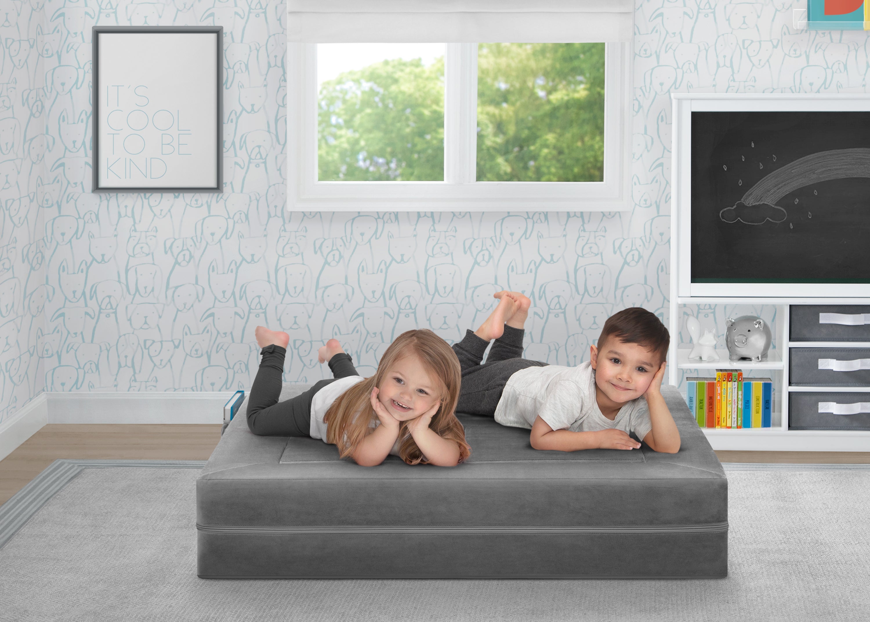 Convertible Kids Sofa and Play Set - Modular Foam Couch with 2 Ottomans for Toddlers & Children | Flip Out Lounger for Playroom, Bedroom & Nursery