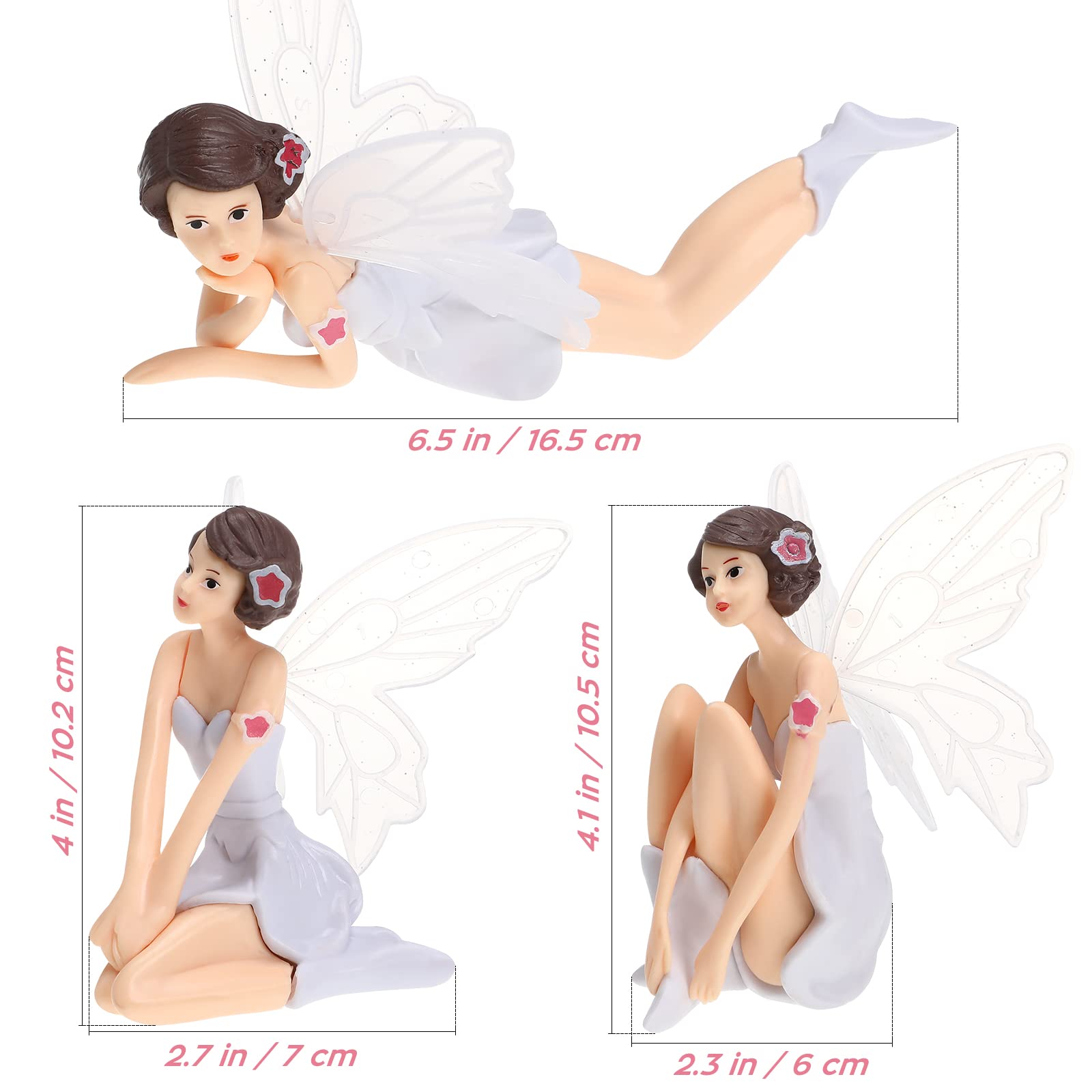 3PCS Fairy Figurines Angel Cake Toppers - Princess Cake Decorations for Girls Birthday, Wedding, Baby Shower & Party Cakes - Perfect for Fairy Tale Themed Celebrations and Dessert Displays