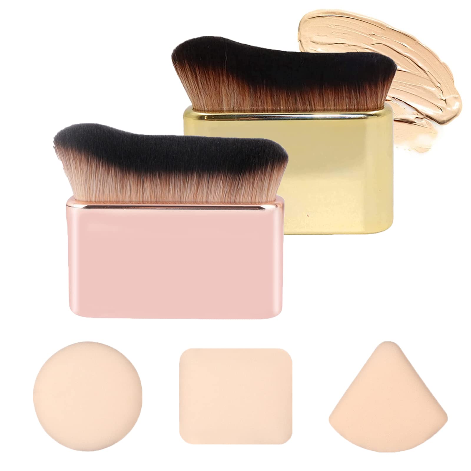 **Professional Siren Makeup Brush Set - Flat Top Kabuki Foundation Brush for Liquid Makeup (2Pcs, Mix) - Perfect for Flawless Blending & Airbrush Finish**
