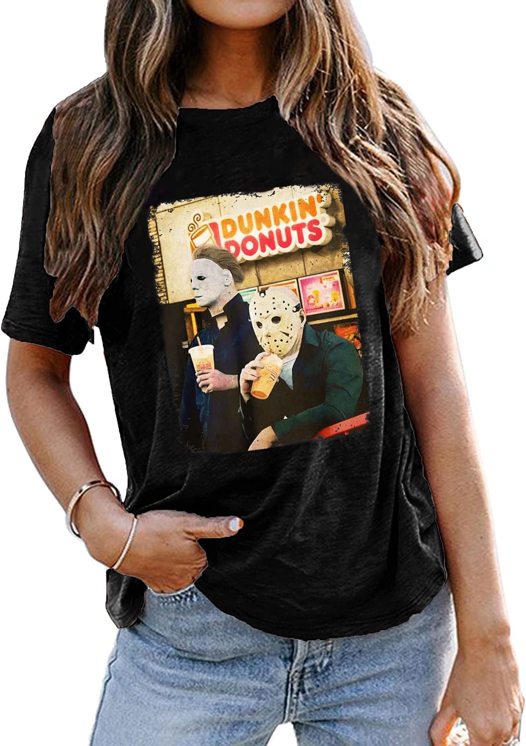 Horror Movie T-Shirt for Women - Scary Killer Graphic Tee - Halloween Party, Fall Holiday Novelty Top | Perfect for Halloween Costumes, Horror Conventions & Casual Wear
