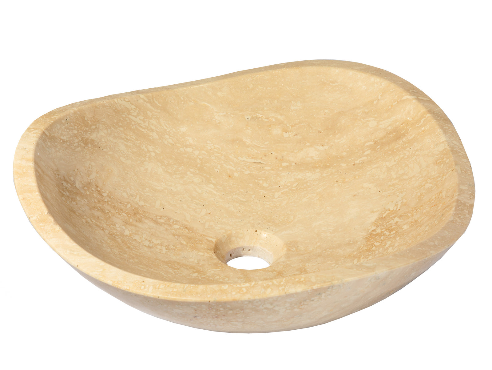 Beige Travertine Freeform Vessel Sink - Modern Bathroom Vanity Sink for Powder Room, Guest Bath & Master Bath Decor