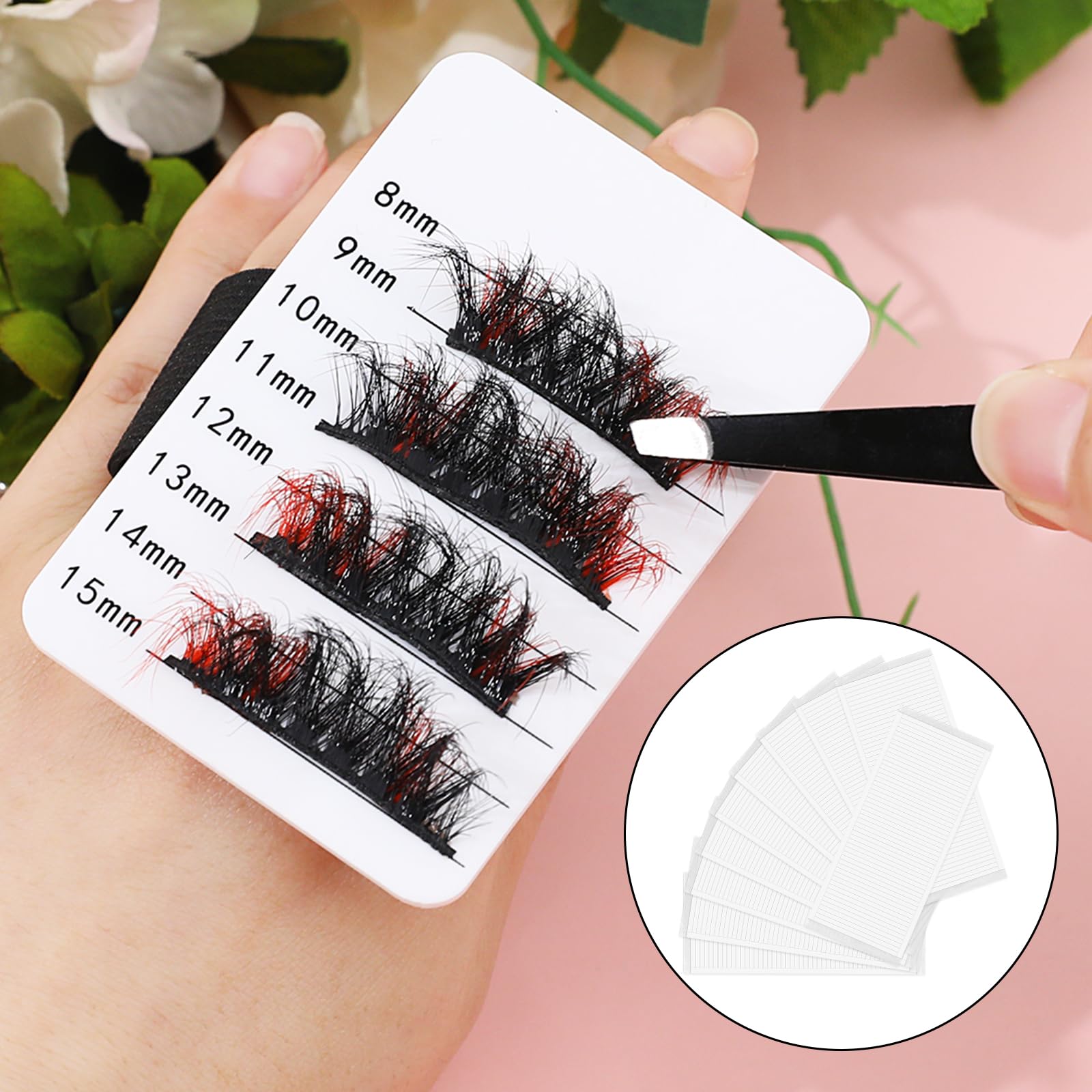 500 Pieces False Eyelash Fans Paper Tape - Double Sided Adhesive Lash Tape & Eyelash Fan Tape Holder for Eyelash Extensions - Sticky Strip for Women & Girls Eye Makeup - Perfect for Salon, Home Use & Professional Lash Artists