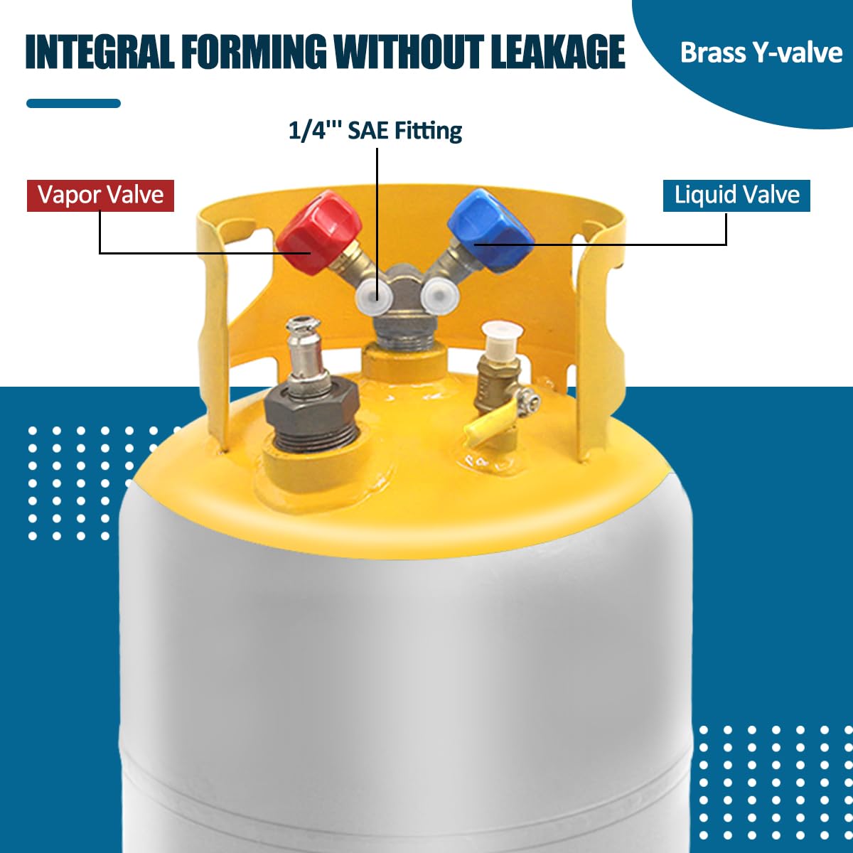 30lb Universal Refrigerant Recovery Tank with Float Switch - Heavy Duty Steel Cylinder for HVAC R22 R410A R134a - Reusable for All Refrigerants - Ideal for AC Repair & Maintenance Professionals