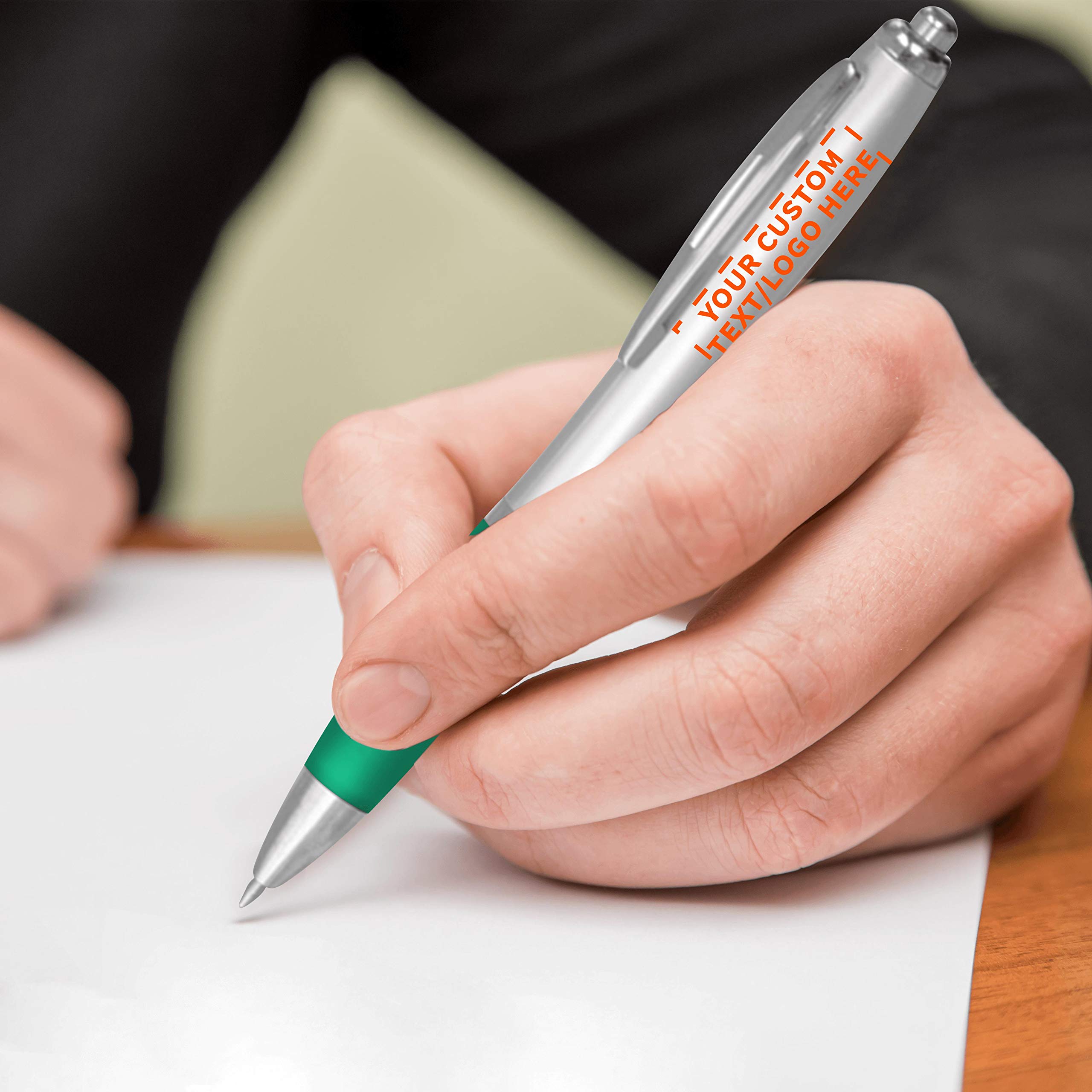 Custom Colored Grip Gel Pens - 100-Piece Bulk Pack with Personalized Options | Premium Writing Tools for Office, School & Business | Perfect for Tradeshows, Events & Gift Giving - Green