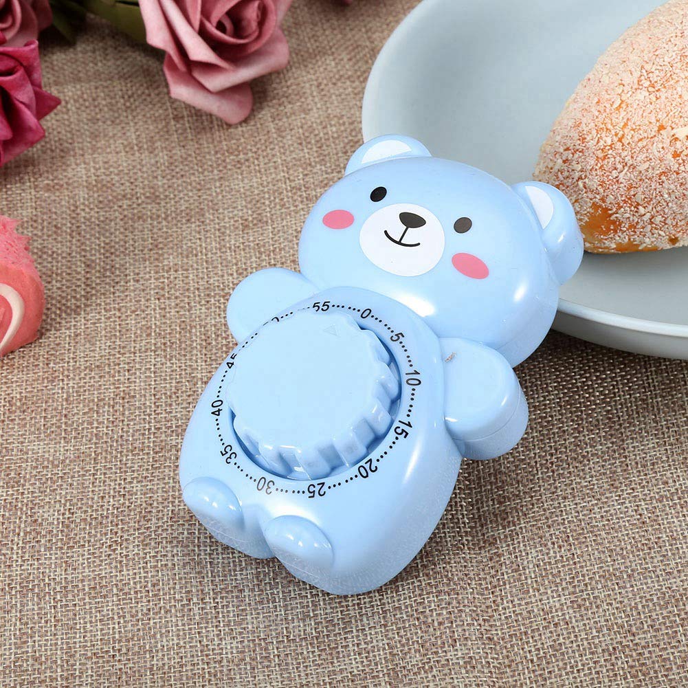 Cute Bear Mechanical Kitchen Timer - Blue for Baking & Cooking
