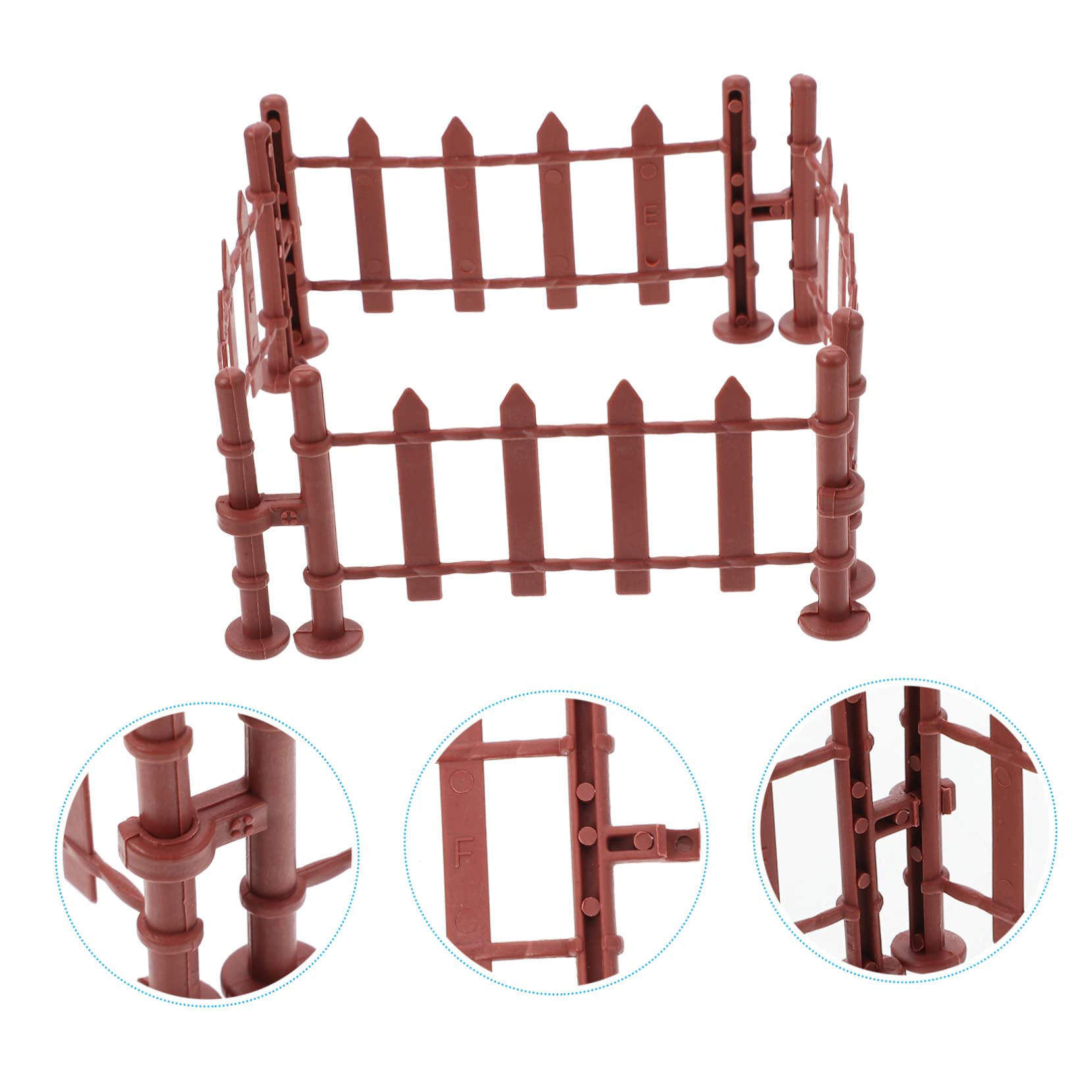 BCOATH 20pcs Miniature Plastic Brown Horse Fence Toy Set - Farm Animal Fence Playset for Kids, Perfect for Farm Scenes, Dioramas, and Educational Play
