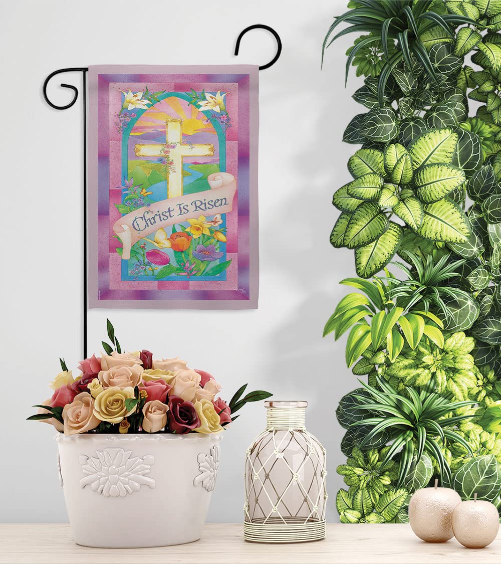 Breeze Decor Christ is Risen Easter Garden Flag Set - Double-Sided Spring Christian Holiday Decoration for Mailbox, Yard & Home - Made in USA | Perfect for Easter Celebrations, Church Events & Christian Home Decor