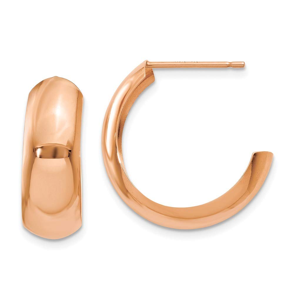 14K Rose Gold Polished Bangle Hoop Earrings for Women - 6mm Width Dainty Everyday Jewelry for Gifts, Parties & Special Occasions