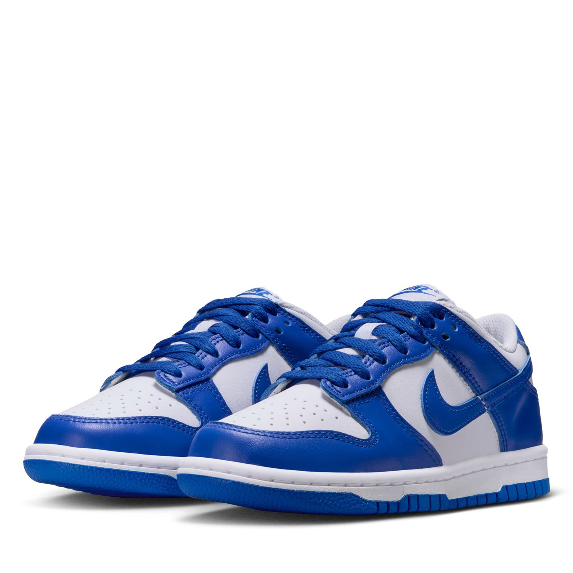 Nike Dunk Low GS Sneakers for Kids - White & Hyper Royal - Lightweight Comfortable Basketball Shoes for School, Sports & Casual Wear