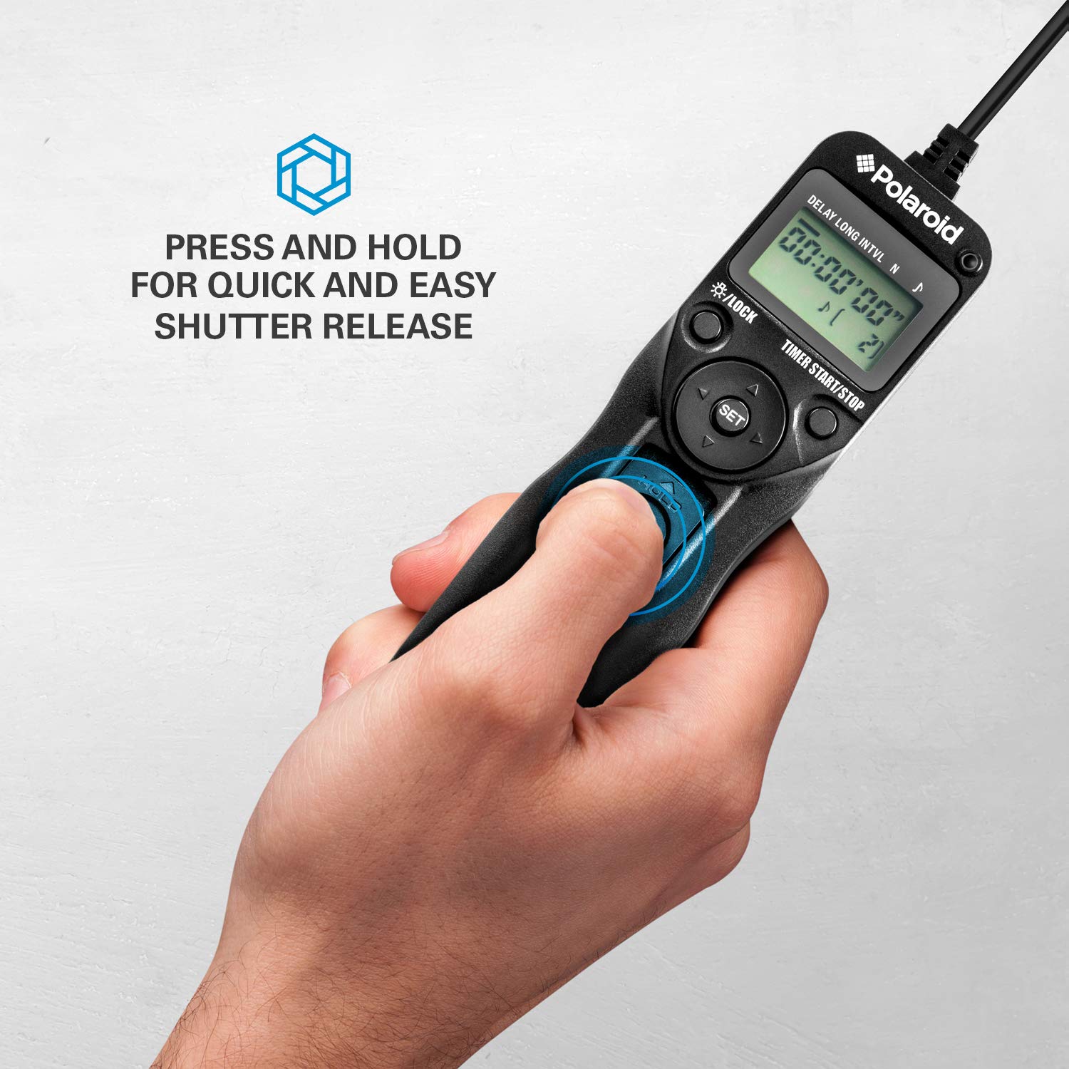 Polaroid PLRTC18 Shutter Release Timer Remote Control for Canon DSLR Cameras - Compatible with Select Models - Perfect for Time-Lapse, Group Photos & Long Exposure Photography
