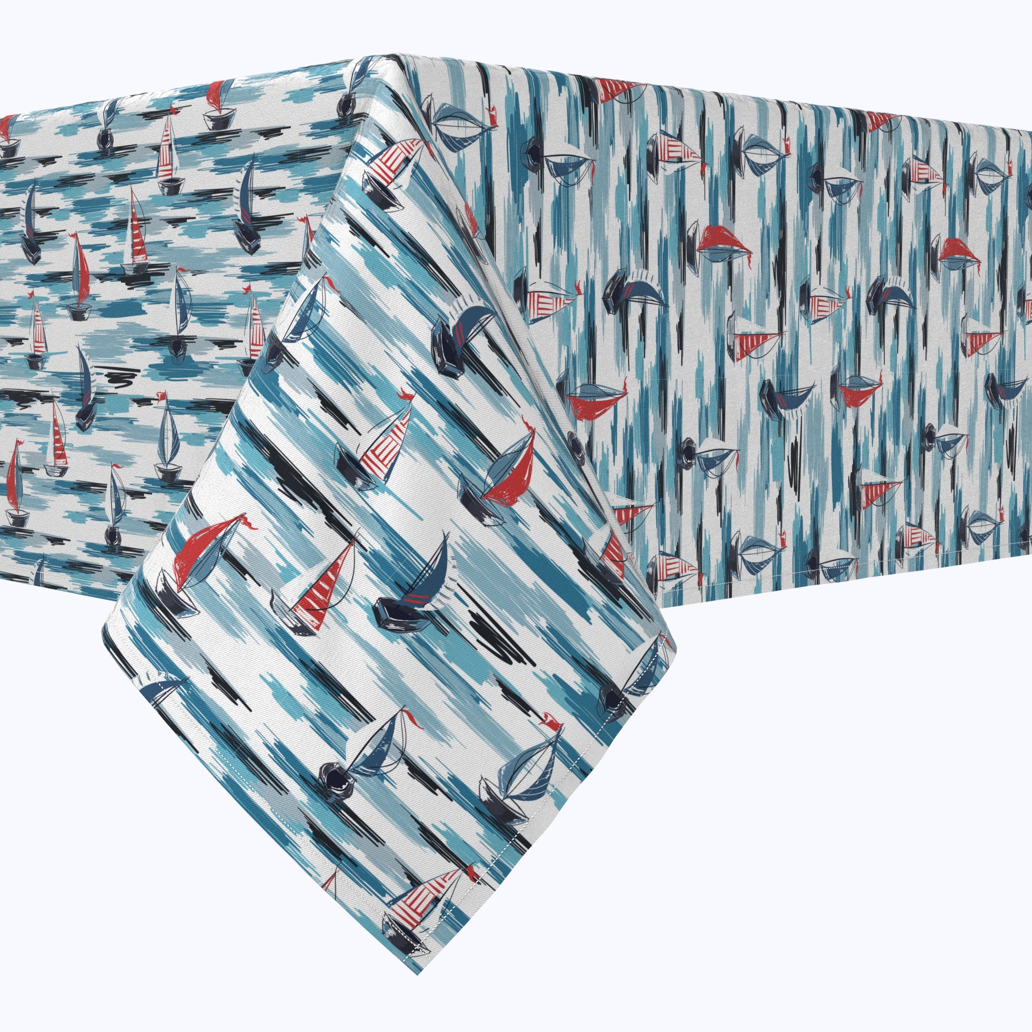 Brush Stroke Sailboats Cotton Rectangles - Soft & Stylish Cotton Fabric for Quilting, DIY Crafts & Home Decor - Perfect for Pillows, Blankets & Wall Art