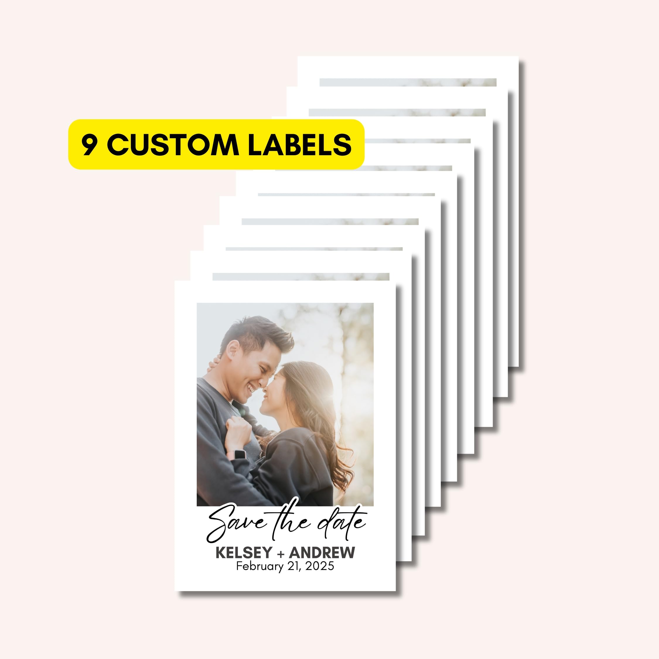 Custom Wedding Wine Bottle Labels - Personalized Save The Date Photo Labels with Your Text & Design - Perfect for Anniversary Gifts, Bridal Showers & Special Events