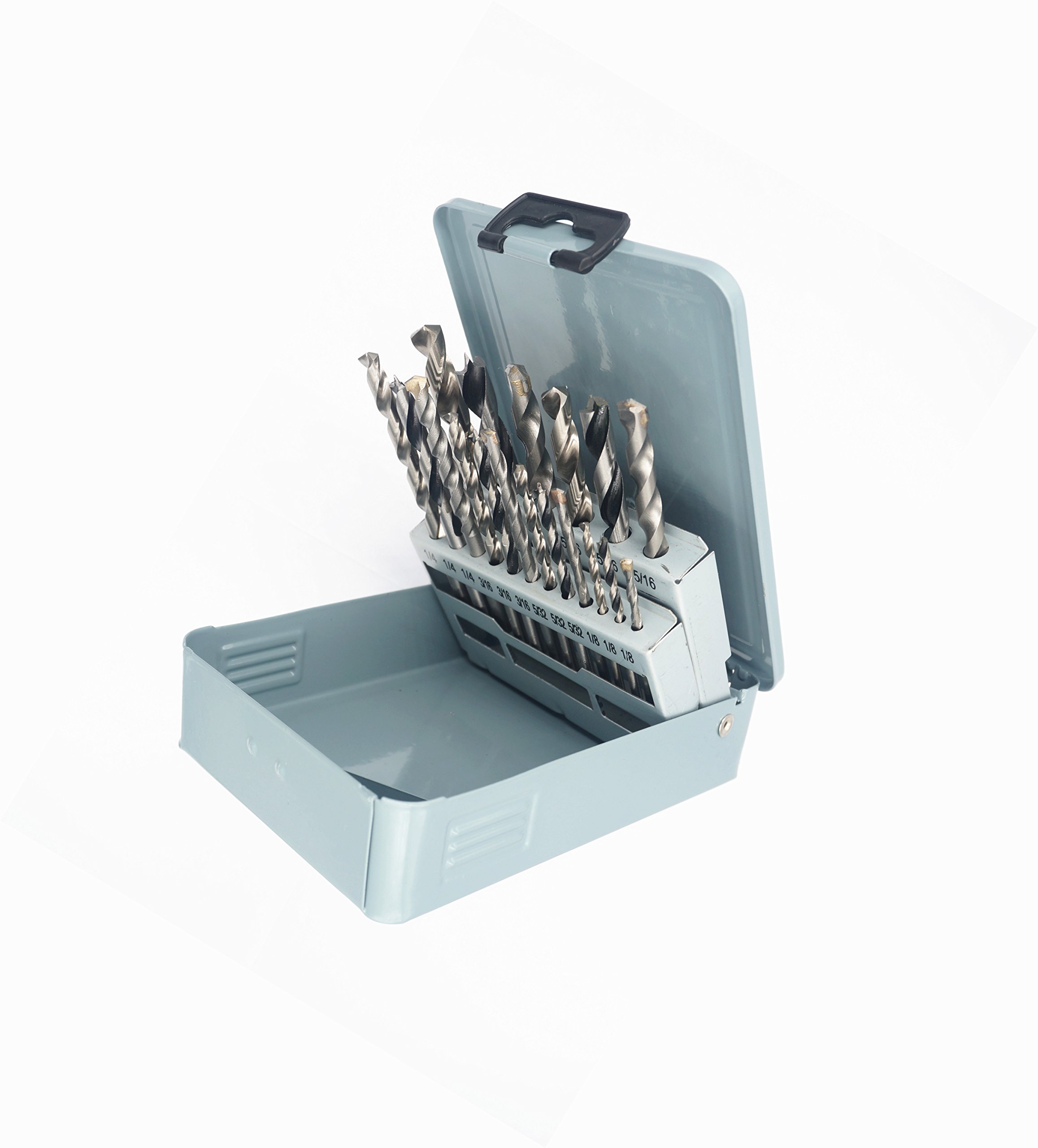18-Piece Combination Drill Bit Set - High-Speed Steel (HSS) Metal, Brad Point Wood & Masonry Drill Bits for DIY Projects, Home Repairs & Professional Use
