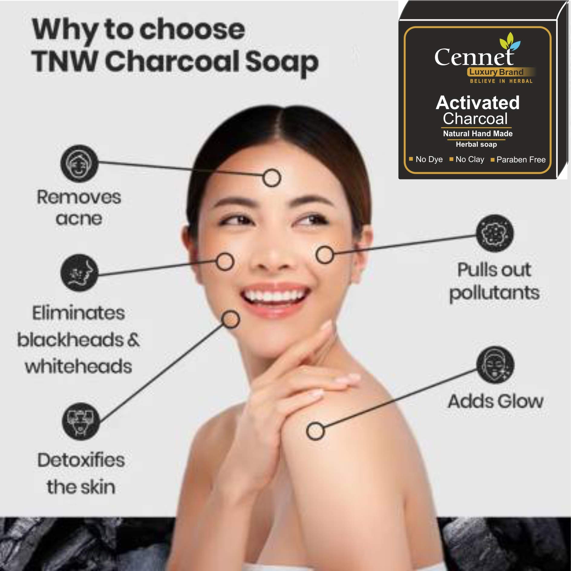 **Organic Handmade Charcoal Soap for Women – Skin Whitening, Acne & Blackhead Treatment, Anti-Wrinkle & Pimple Care – 4 Pack (4 x 100g) – Perfect for Daily Cleansing & Deep Pore Detox**