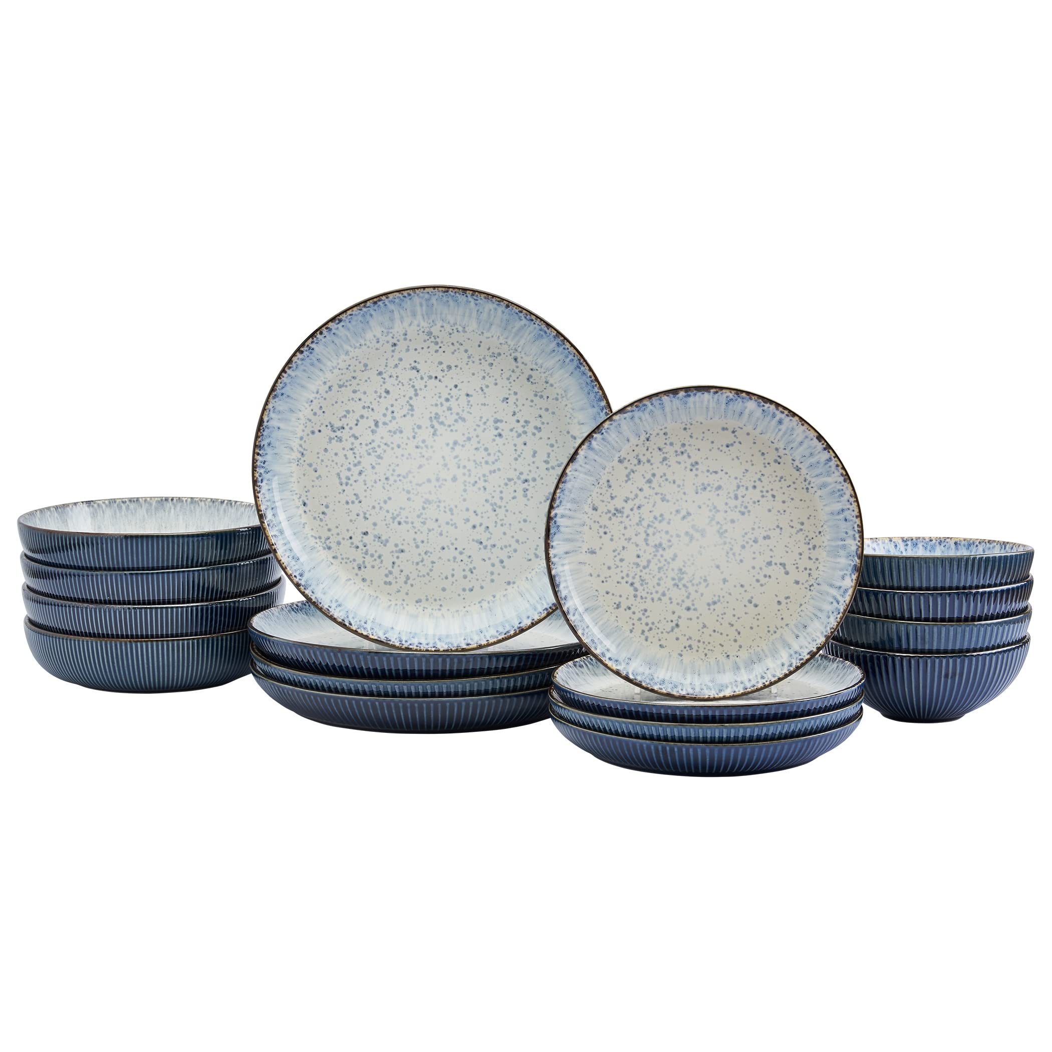 Speckled Farmhouse Dinnerware Set - 16-Piece Stoneware Plates & Bowls for Dining, Entertaining & Gifting