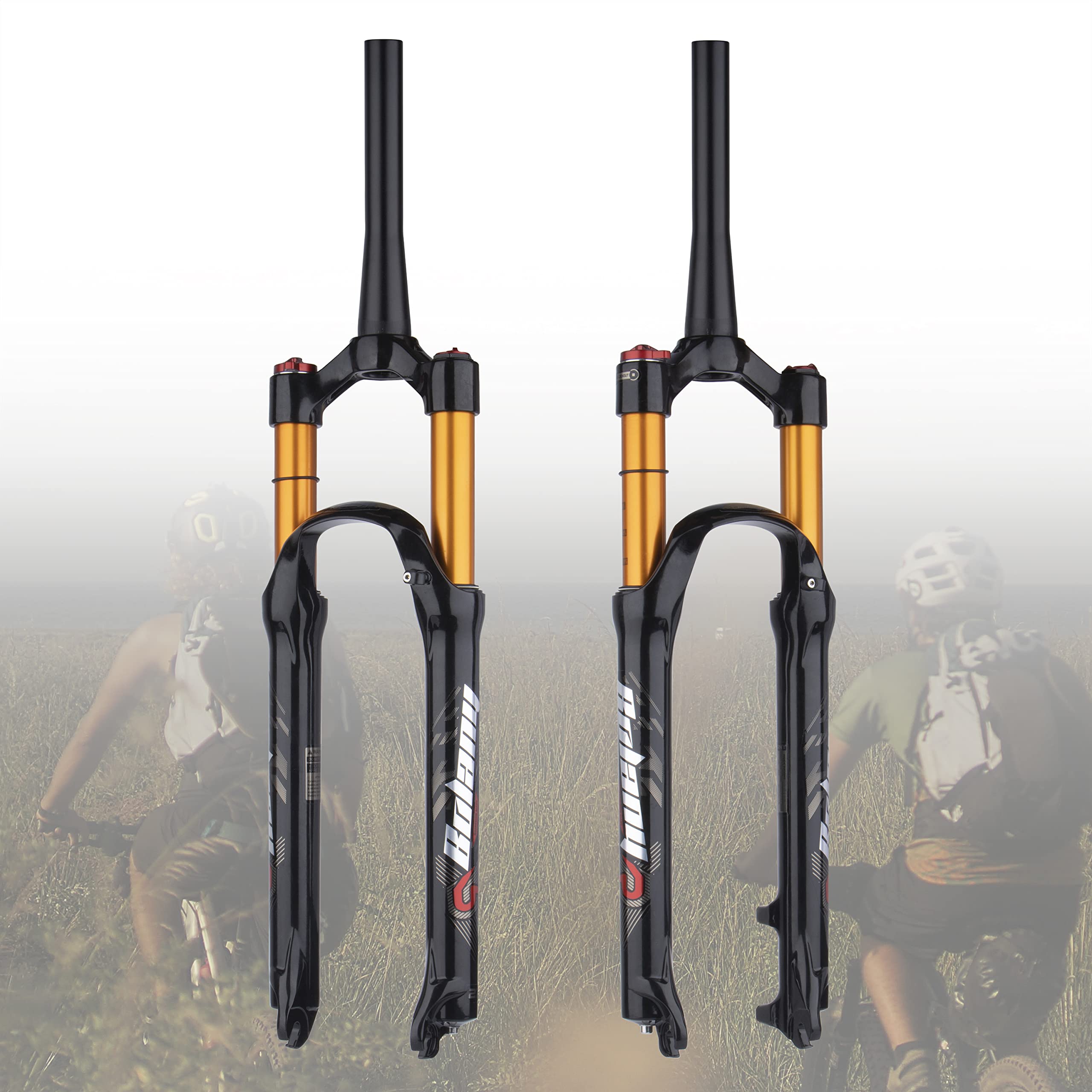 BOLANY 26/27.5/29 Inch MTB Air Suspension Fork - 120mm Travel, Rebound Adjust, 1/8 Straight/Tapered Tube, Manual/Remote Lockout, QR 9mm Front Fork for Mountain Biking & Trail Riding