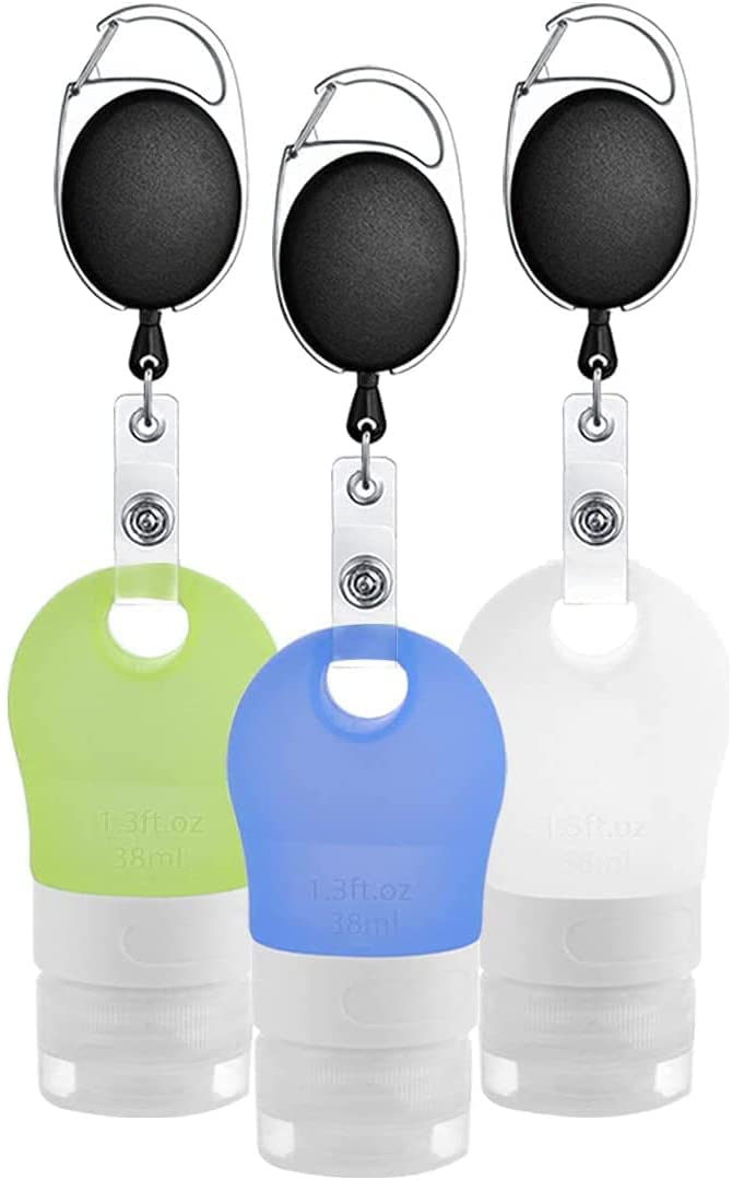 Linkidea 3-Pack 1.3 oz Travel Bottles Set - Leakproof Silicone Refillable Containers for Shampoo, Lotion, Hand Soap & Cosmetics | TSA Approved Toiletries for Air Travel, Gym & Vacation Essentials